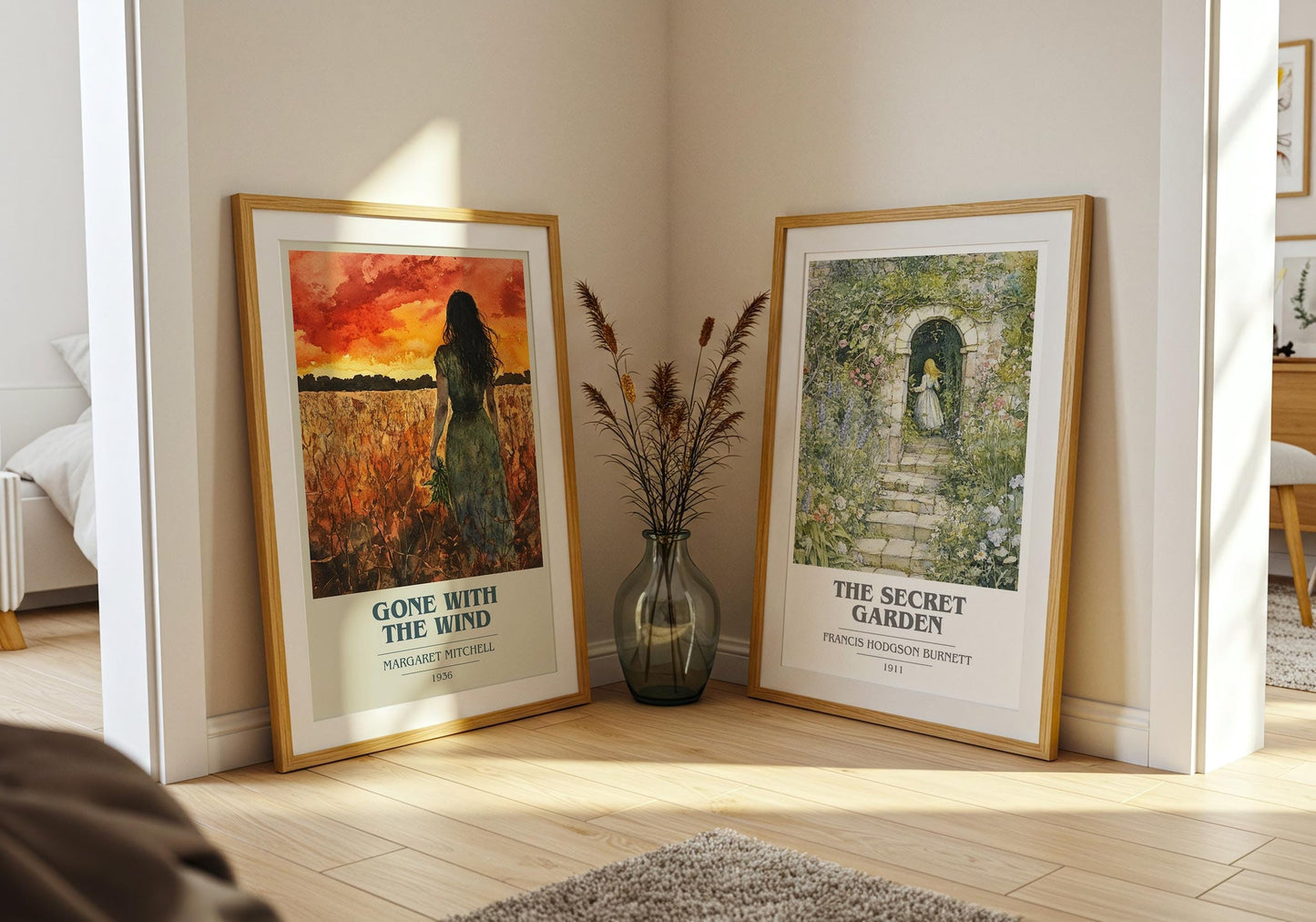 Gone with the Wind book cover poster paired in gallery wall – literary art prints