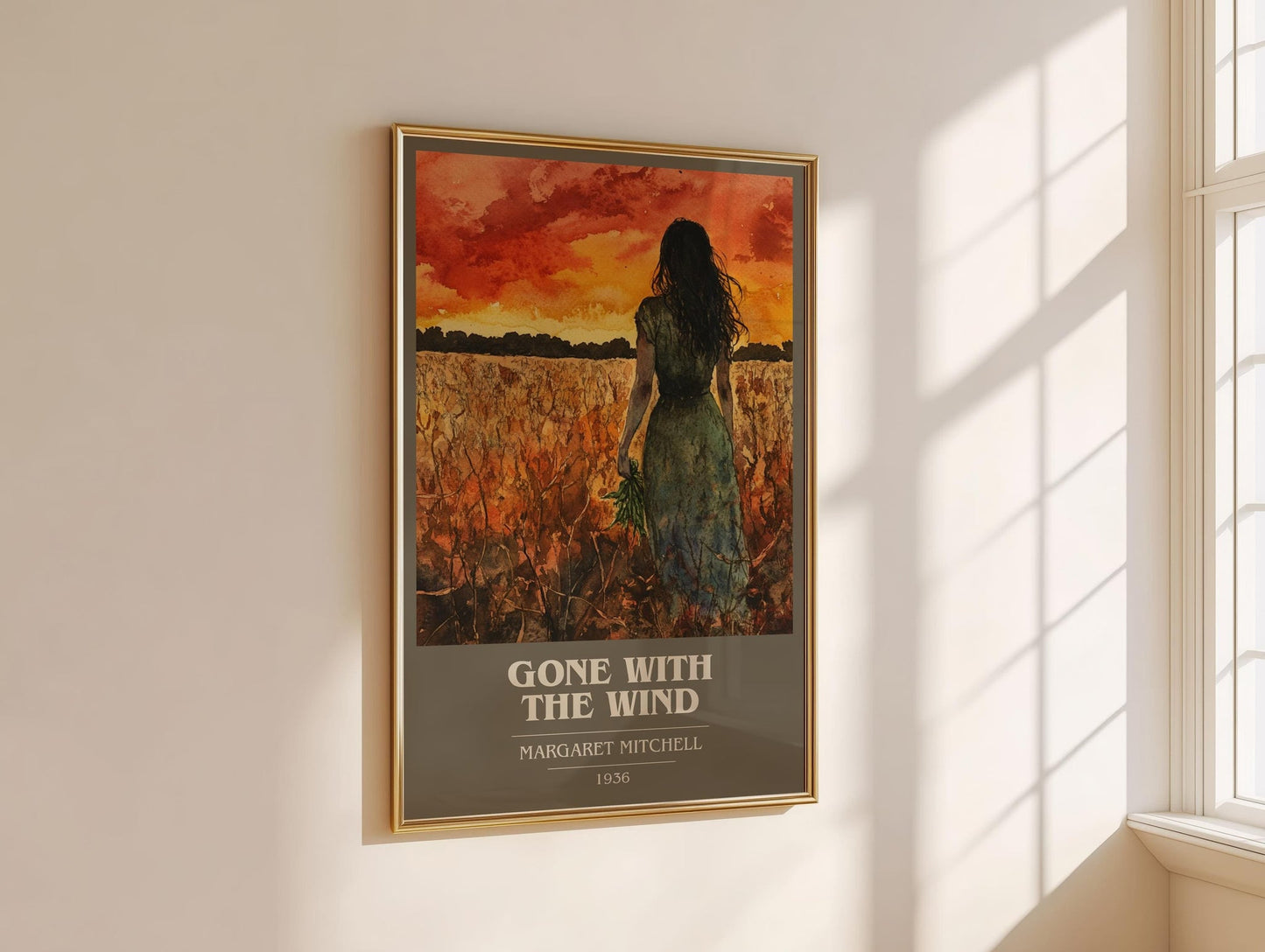 Gone with the Wind book cover book poster framed on wall – historical fiction wall art