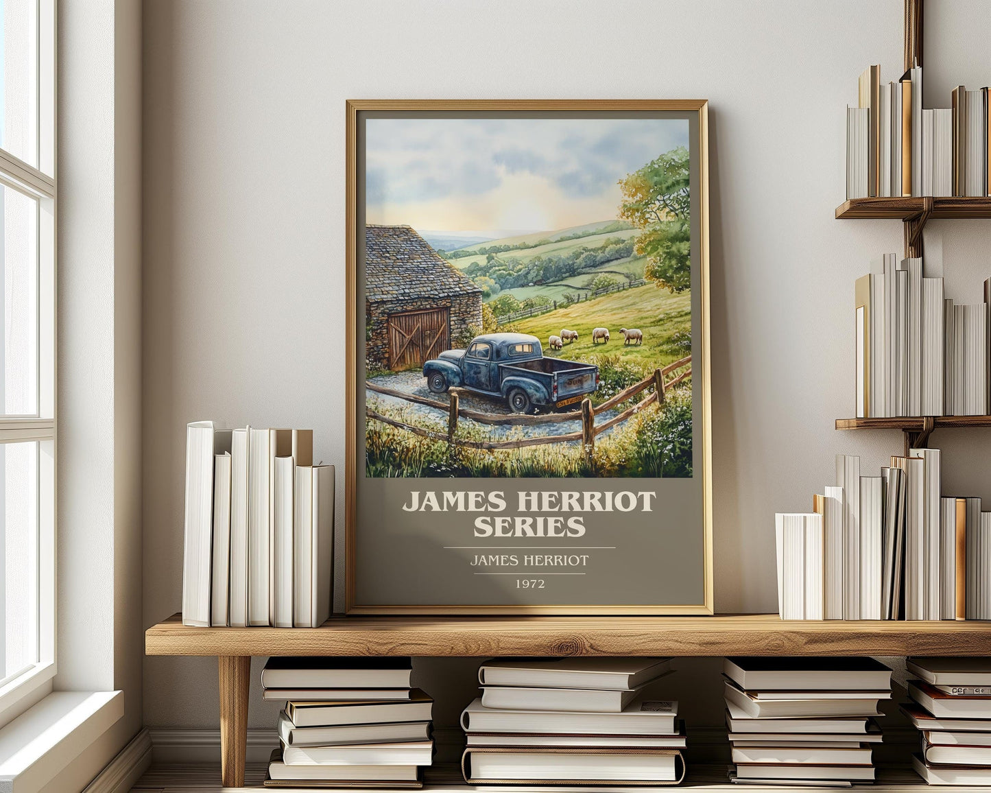 James Herriot Series book cover print on bookshelf – James Herriot fan gift