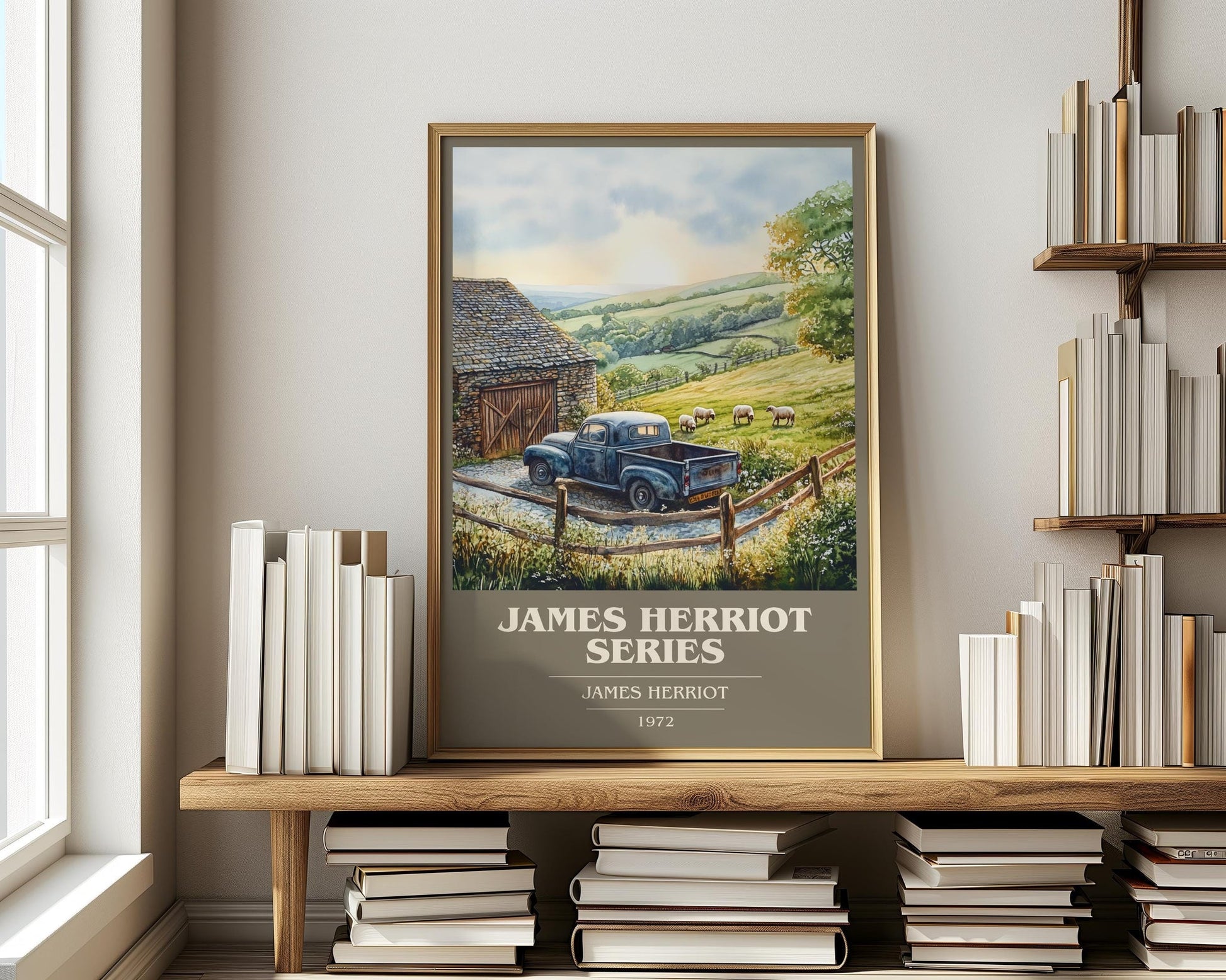 James Herriot Series book cover print on bookshelf – James Herriot fan gift