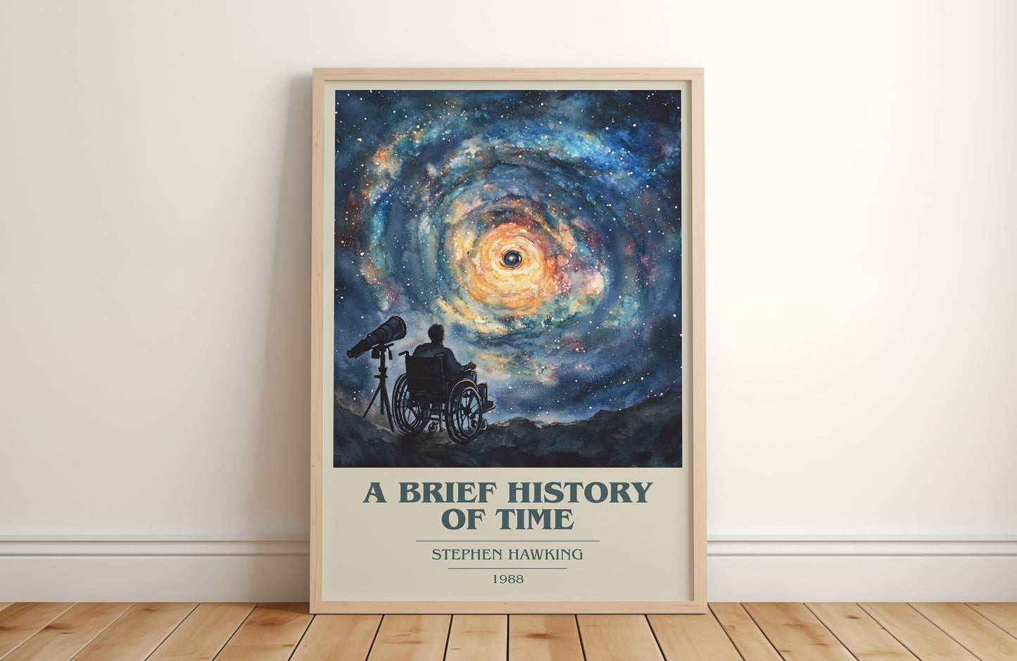 A Brief History of Time book cover poster colour and style options – Stephen Hawking book art