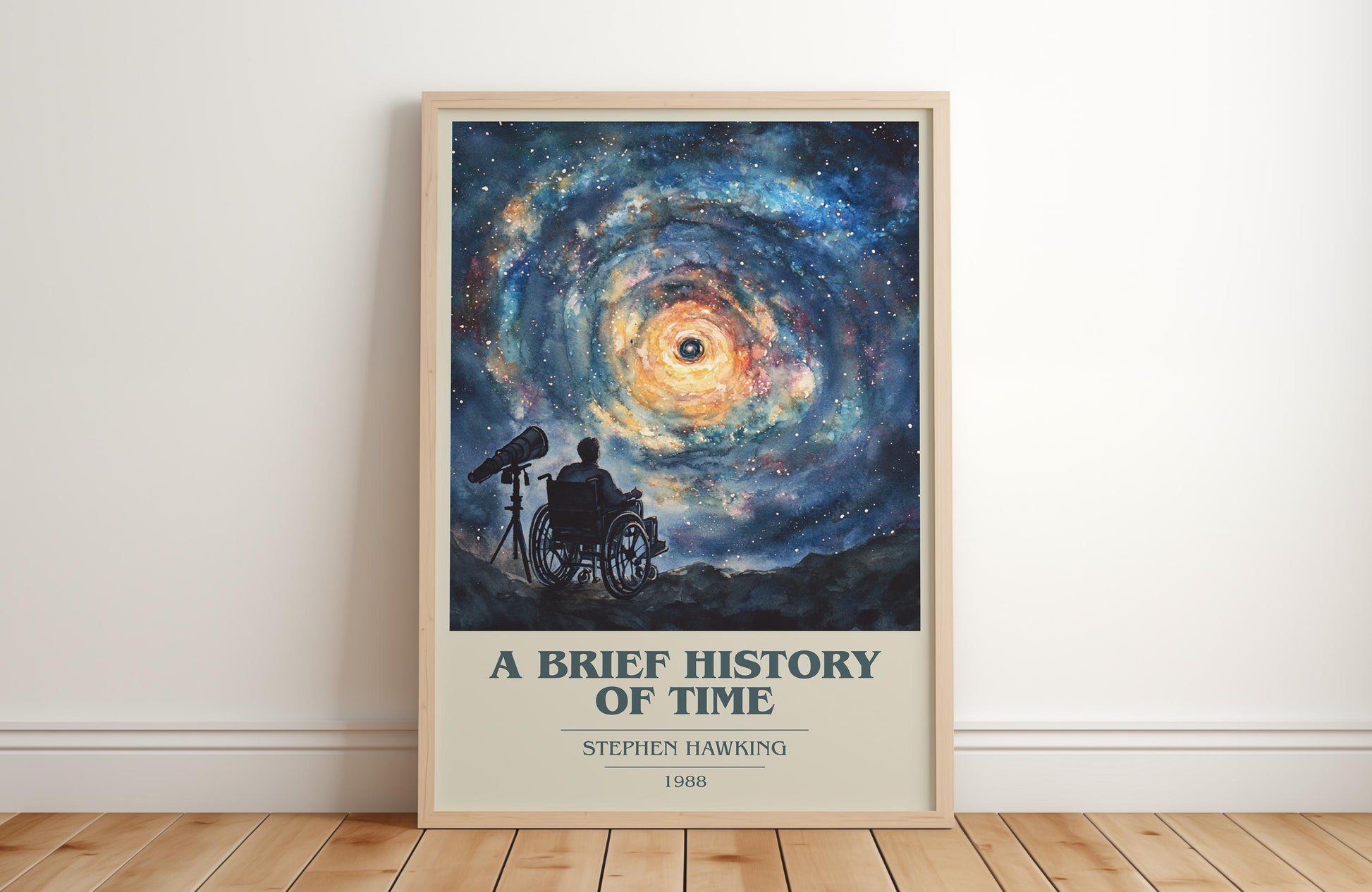 A Brief History of Time book cover poster colour and style options – Stephen Hawking book art