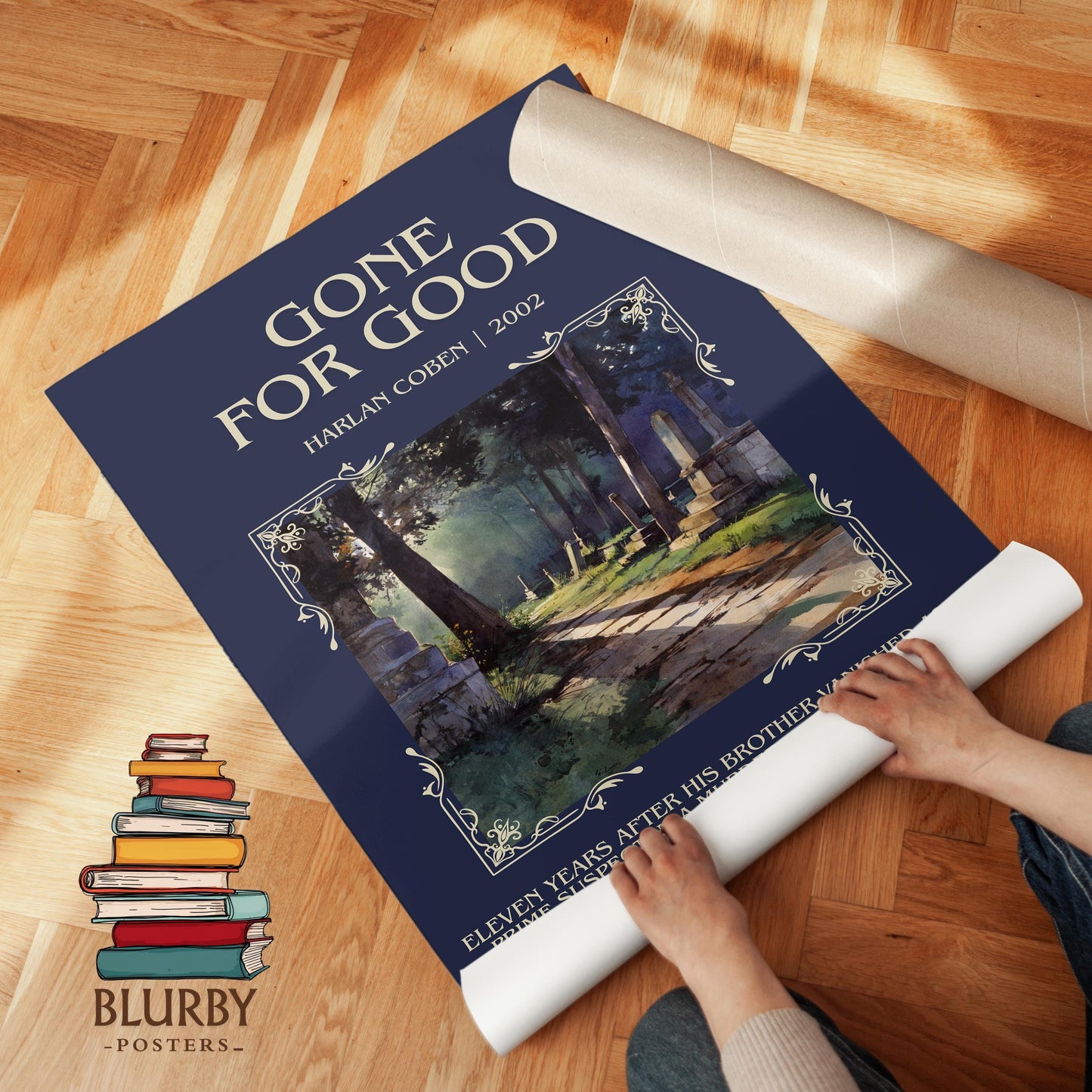 Gone For Good by Harlan Coben Descriptive Poster Print. Free Delivery Wall Art Author & Blurb Book Artwork