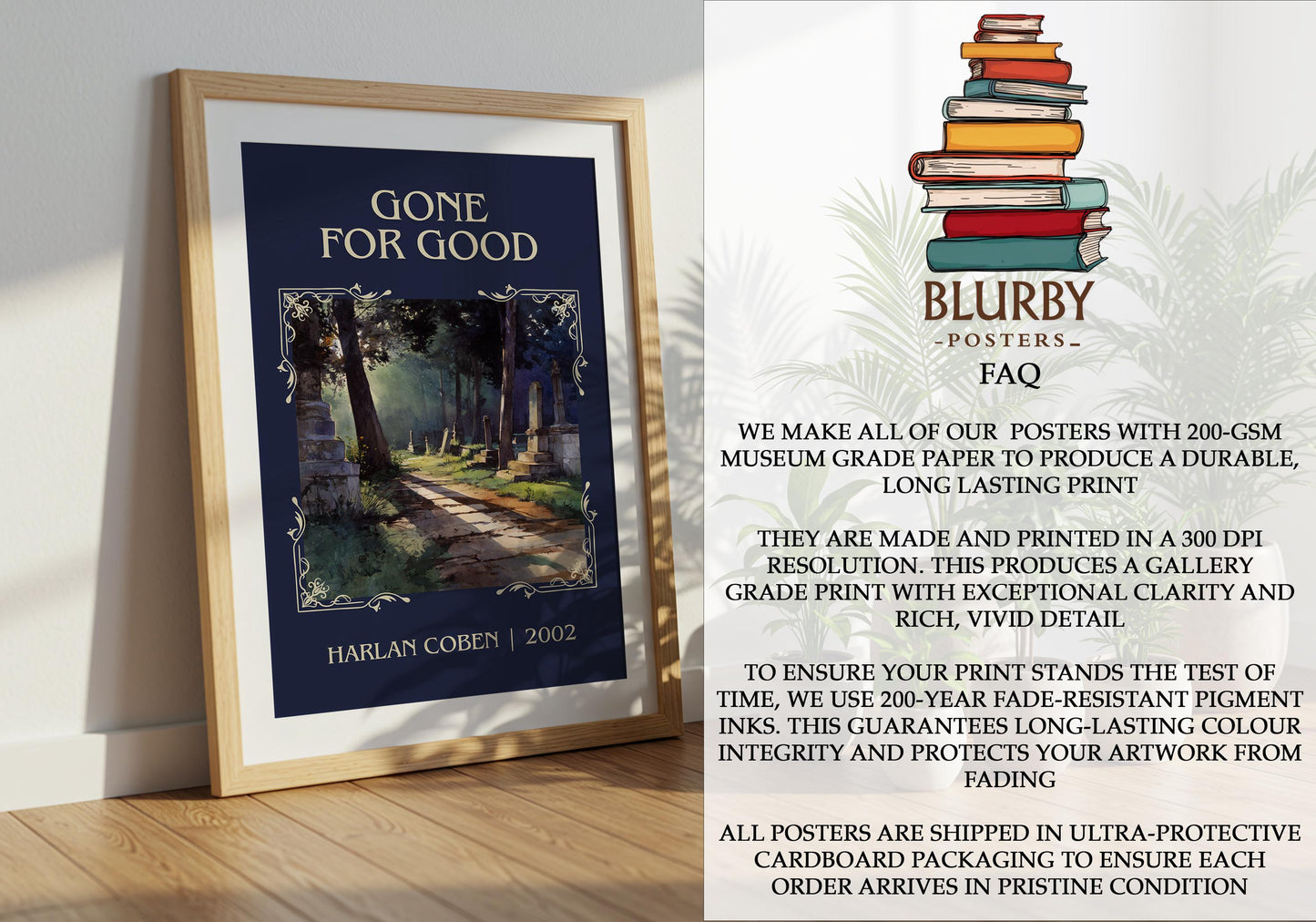 Gone For Good by Harlan Coben Descriptive Poster Print. Free Delivery Wall Art Author & Blurb Book Artwork