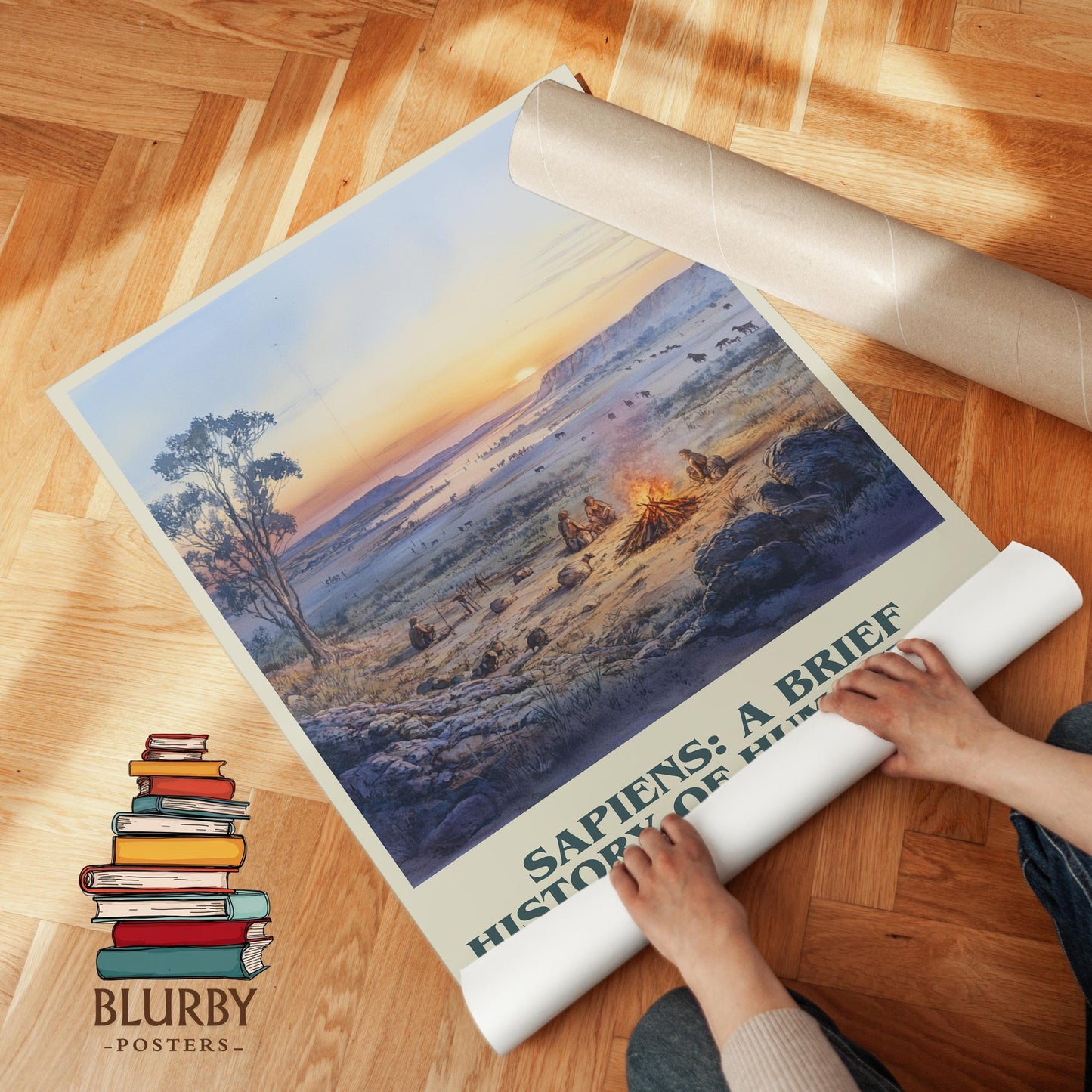 Sapiens: A Brief History of Humankind book cover poster paired in gallery wall – literary art prints