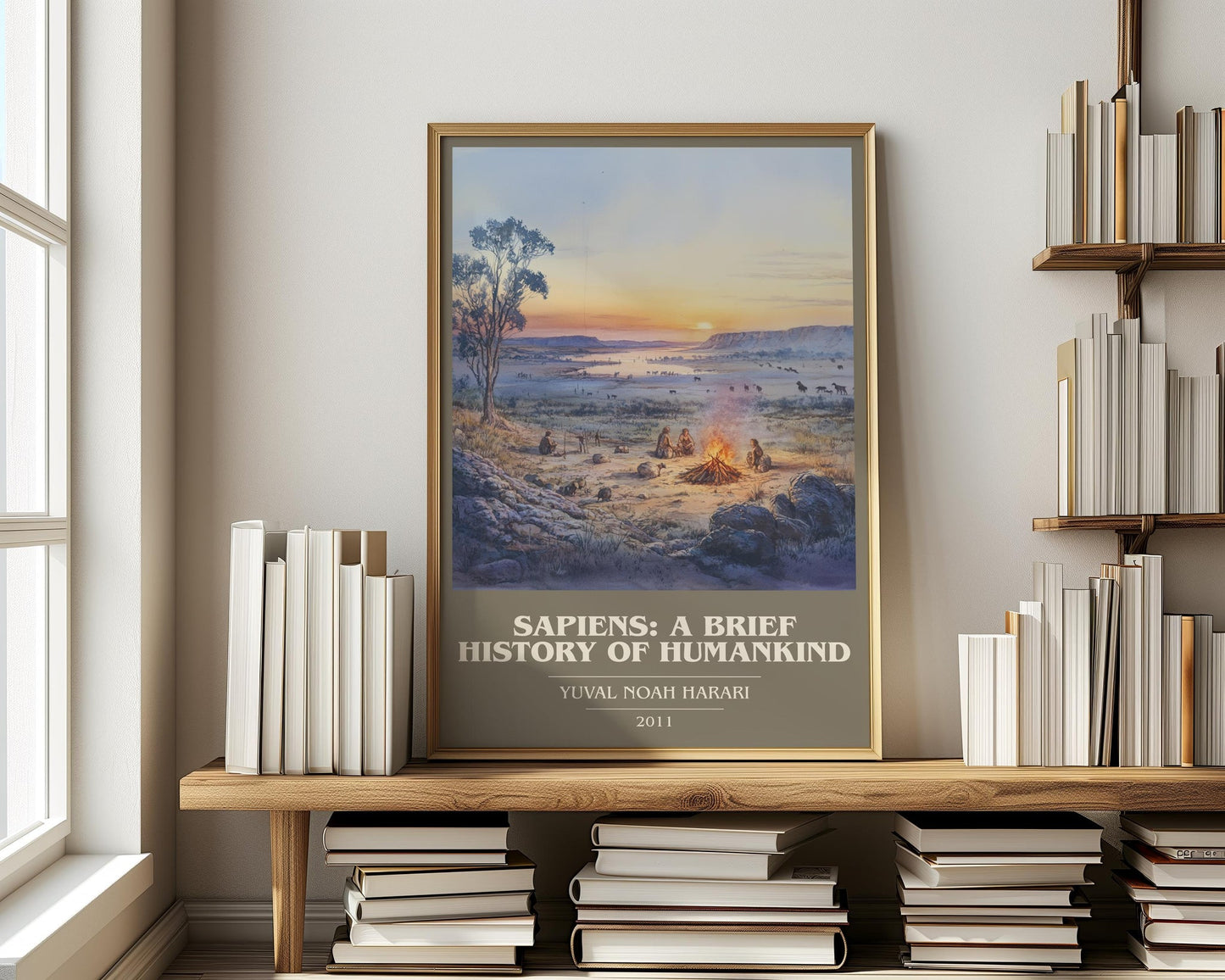 Sapiens: A Brief History of Humankind book cover book poster framed on wall – non fiction wall art