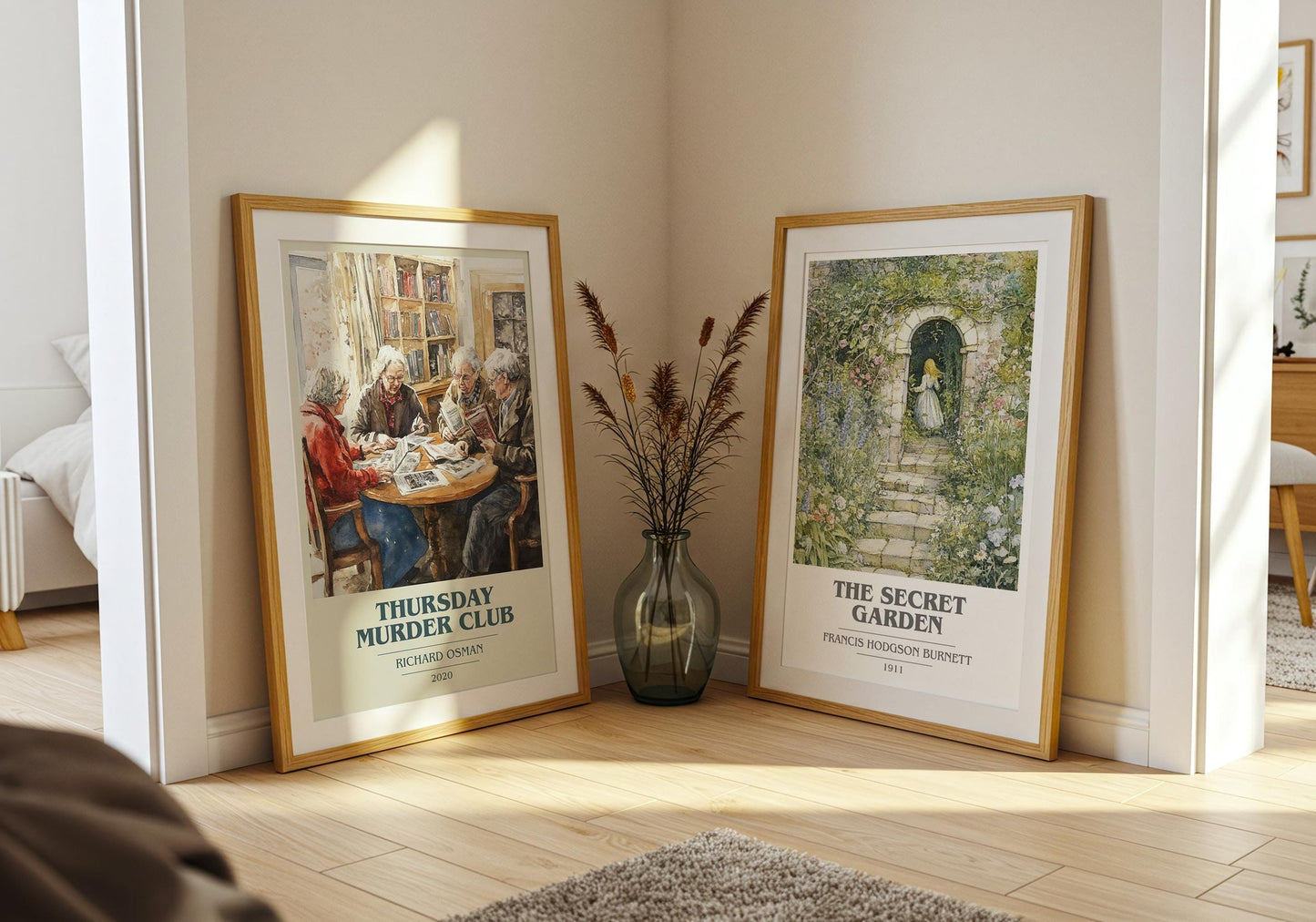 Thursday Murder Club book cover poster paired in gallery wall – literary art prints