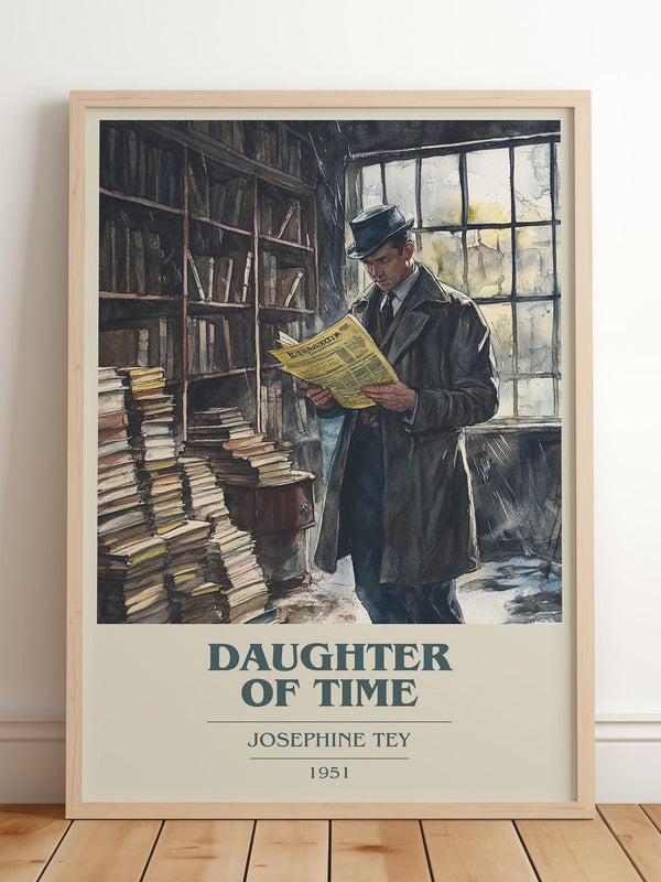The Daughter of Time book cover print in frame leaning in hallway – mystery wall art