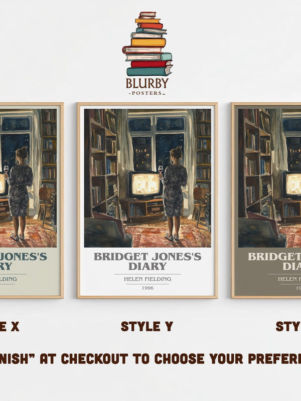 Bridget Jones's Diary book cover print in frame leaning in hallway – romance wall art