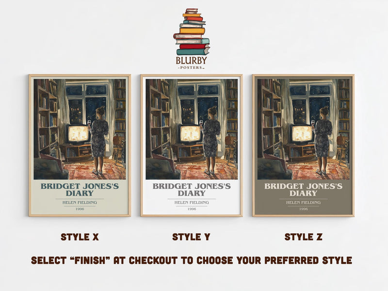 Bridget Jones's Diary book cover print in frame leaning in hallway – romance wall art