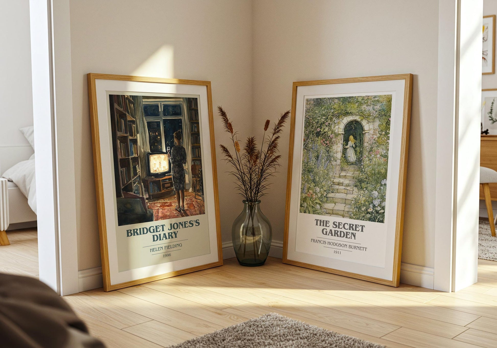 Bridget Jones's Diary book cover print on bookshelf – Helen Fielding fan gift