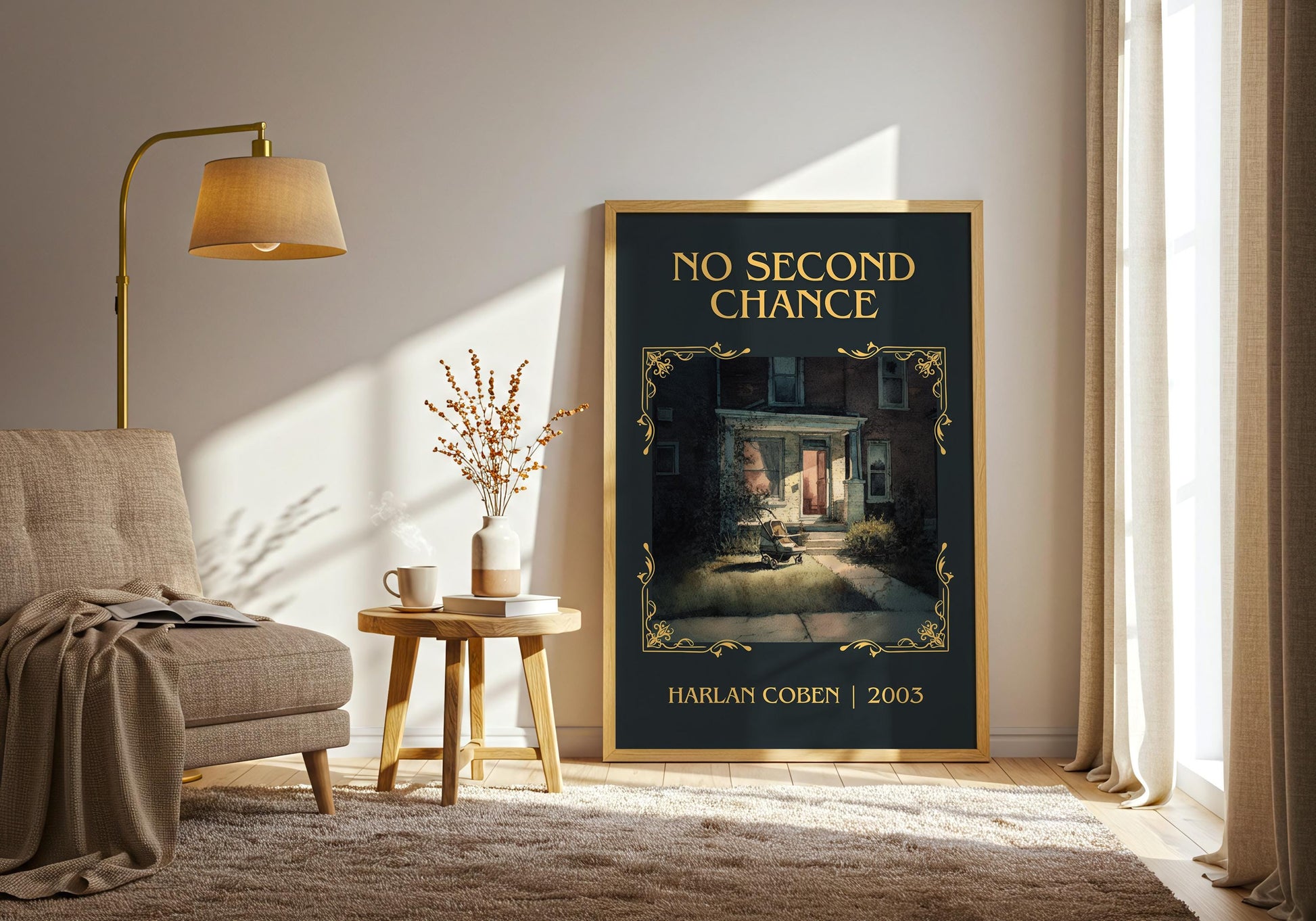 No Second Chance by Harlan Coben Descriptive Poster Print. Free Delivery Wall Art Author & Blurb Book Artwork