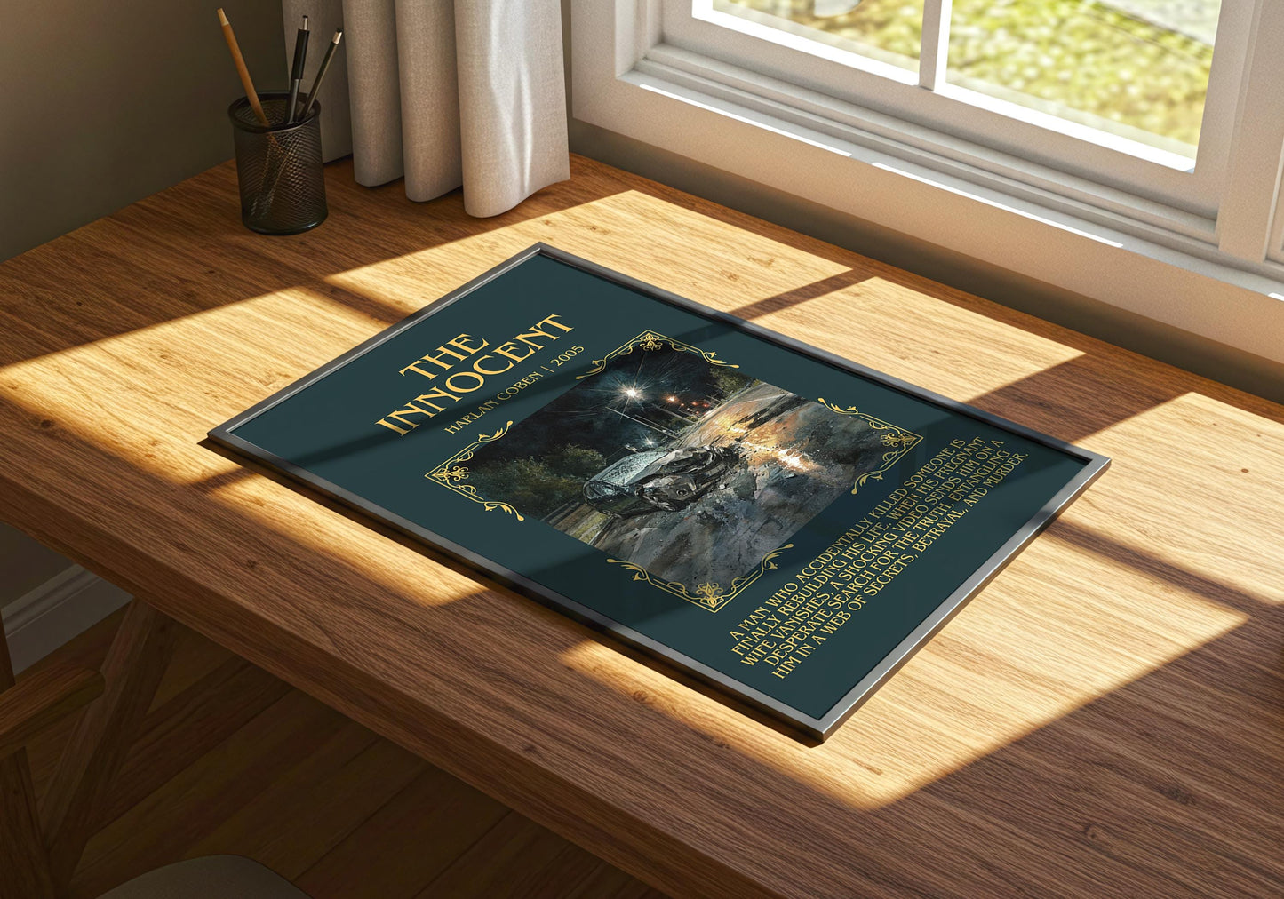 The Innocent by Harlan Coben Descriptive Poster Print. Free Delivery Wall Art Author & Blurb Book Artwork