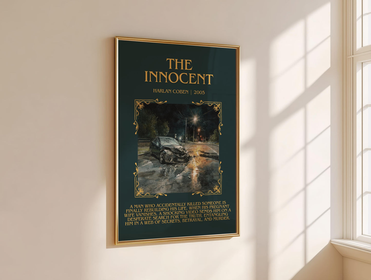 The Innocent by Harlan Coben Descriptive Poster Print. Free Delivery Wall Art Author & Blurb Book Artwork