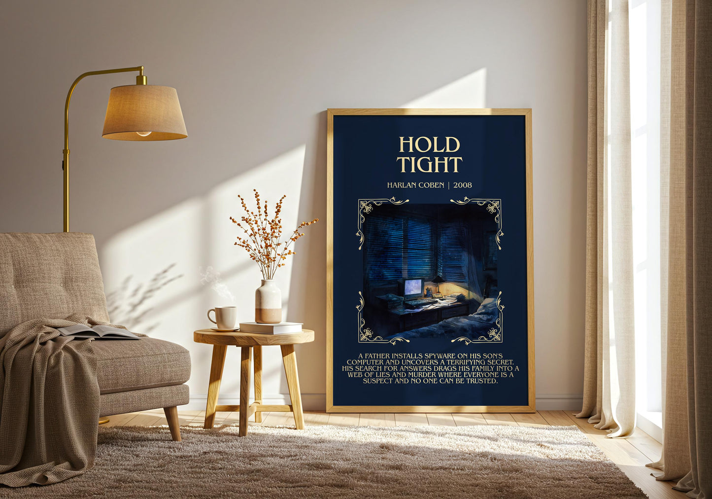 Hold Tight by Harlan Coben Descriptive Poster Print. Free Delivery Wall Art Author & Blurb Book Artwork