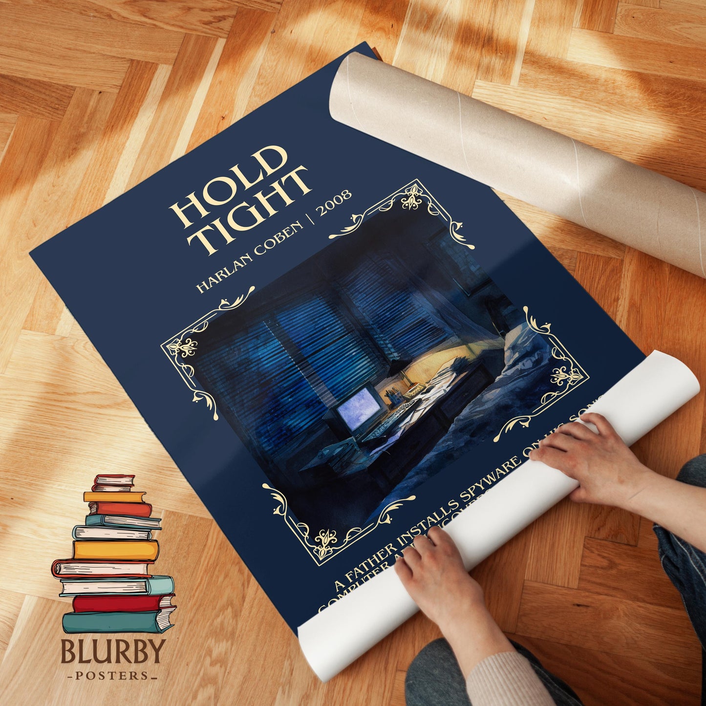 Hold Tight by Harlan Coben Descriptive Poster Print. Free Delivery Wall Art Author & Blurb Book Artwork