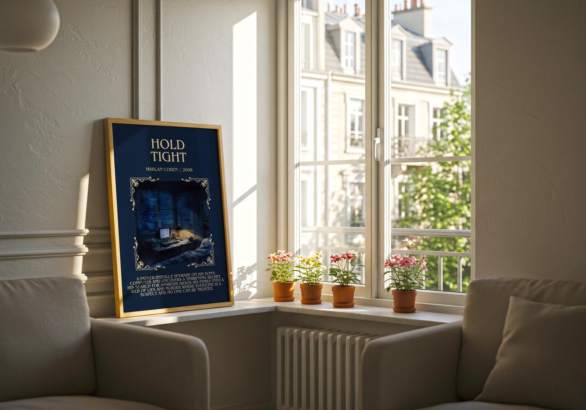 Hold Tight by Harlan Coben Descriptive Poster Print. Free Delivery Wall Art Author & Blurb Book Artwork