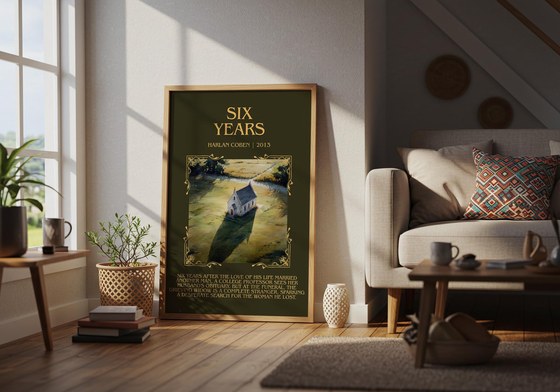 Six Years by Harlan Coben Descriptive Poster Print. Free Delivery Wall Art Author & Blurb Book Artwork