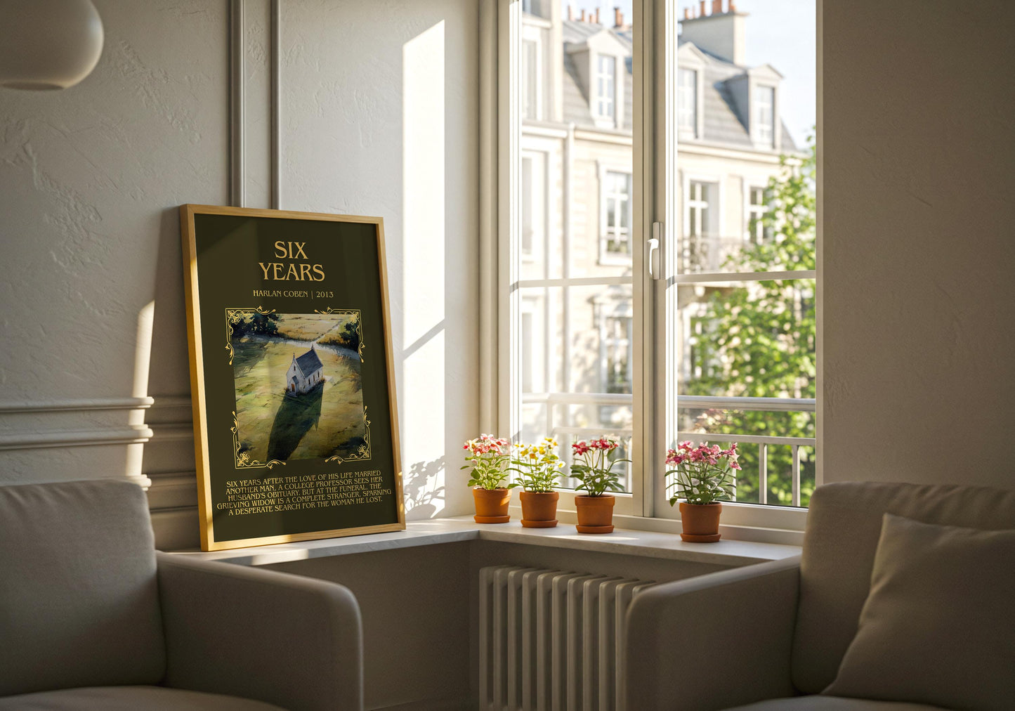 Six Years by Harlan Coben Descriptive Poster Print. Free Delivery Wall Art Author & Blurb Book Artwork