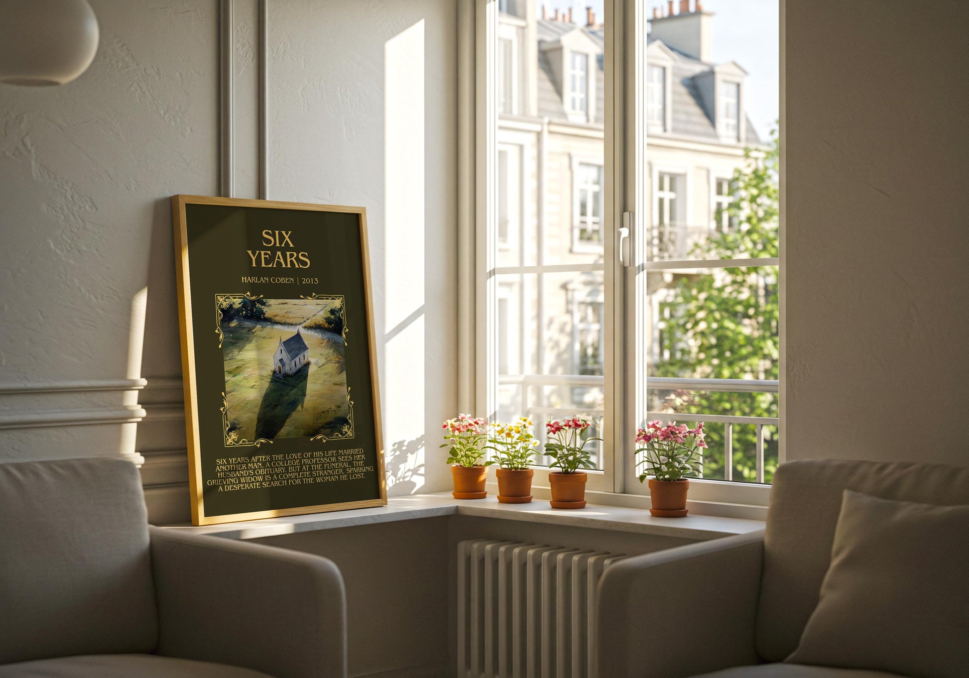 Six Years by Harlan Coben Descriptive Poster Print. Free Delivery Wall Art Author & Blurb Book Artwork