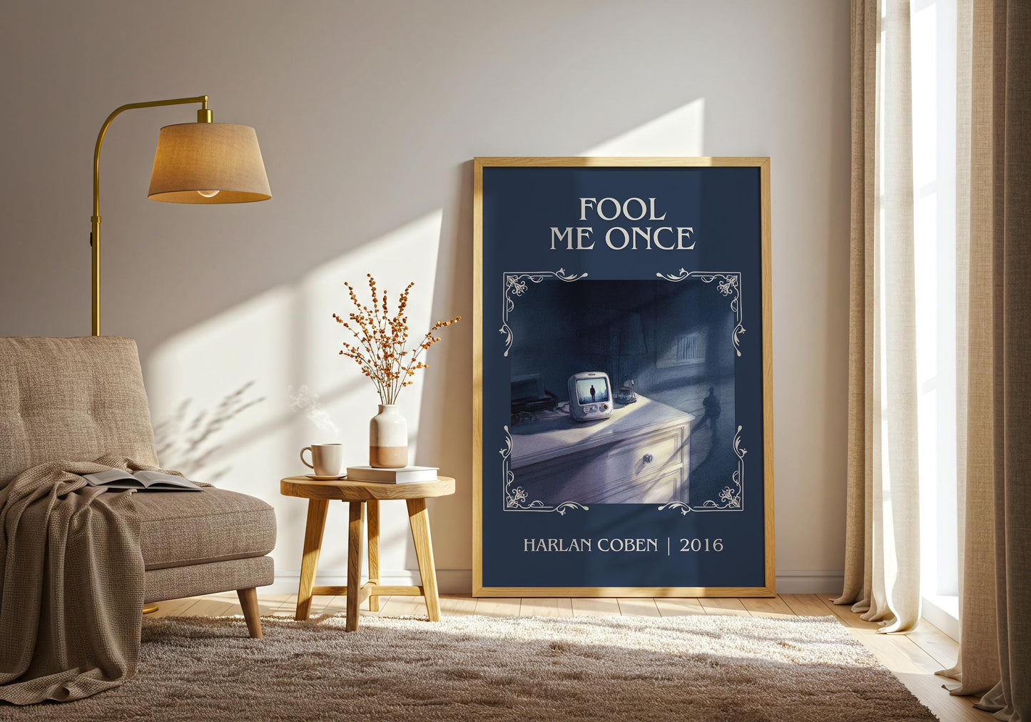 Fool Me Once by Harlan Coben Descriptive Poster Print. Free Delivery Wall Art Author & Blurb Book Artwork