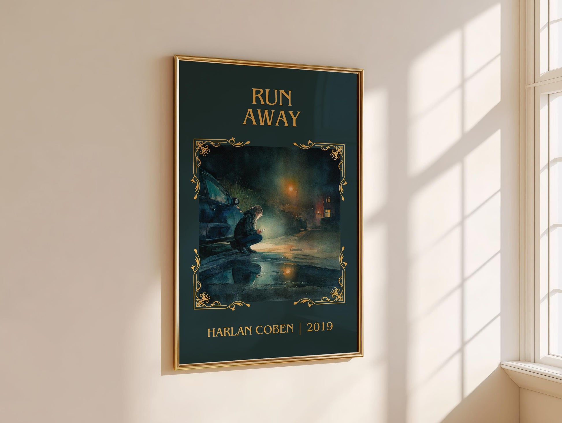 Run Away by Harlan Coben Descriptive Poster Print. Free Delivery Wall Art Author & Blurb Book Artwork