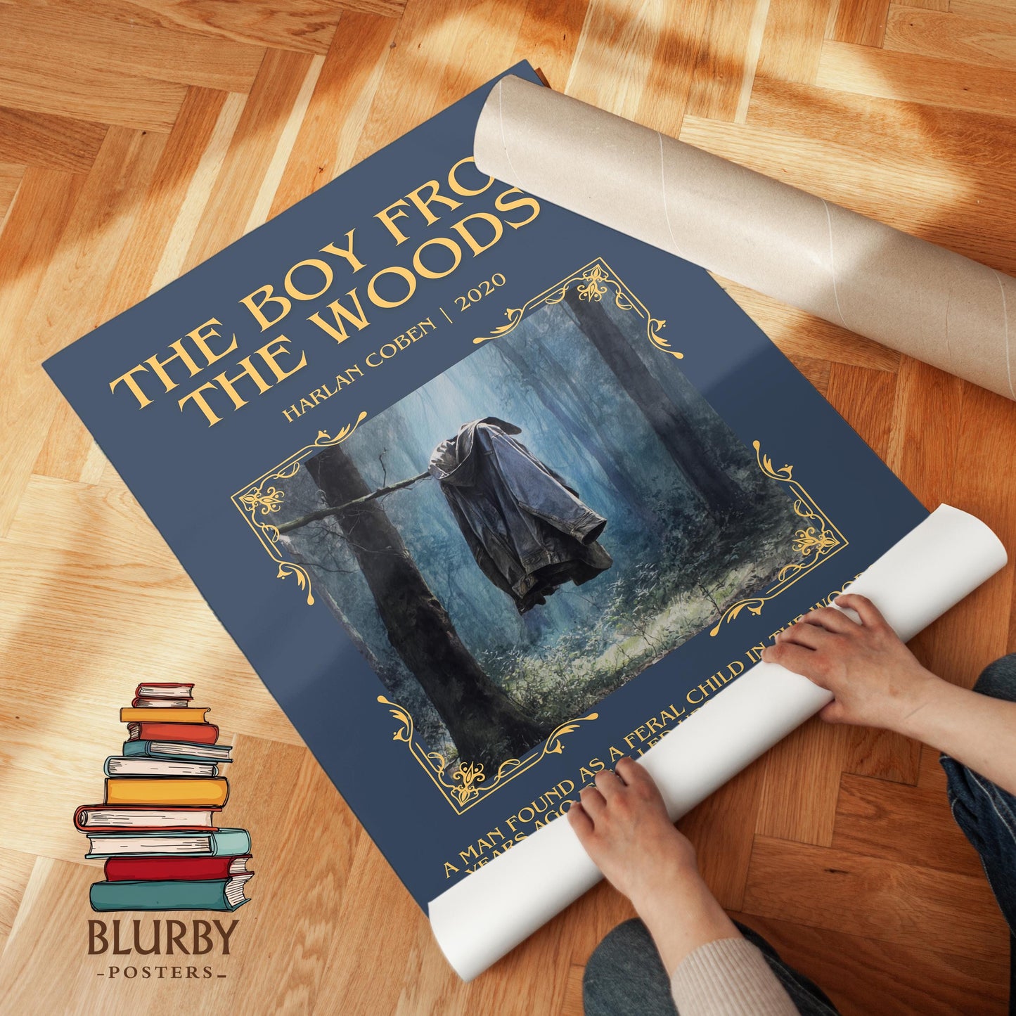 The Boy from the Woods book poster packaging – museum-quality print rolled in protective tube