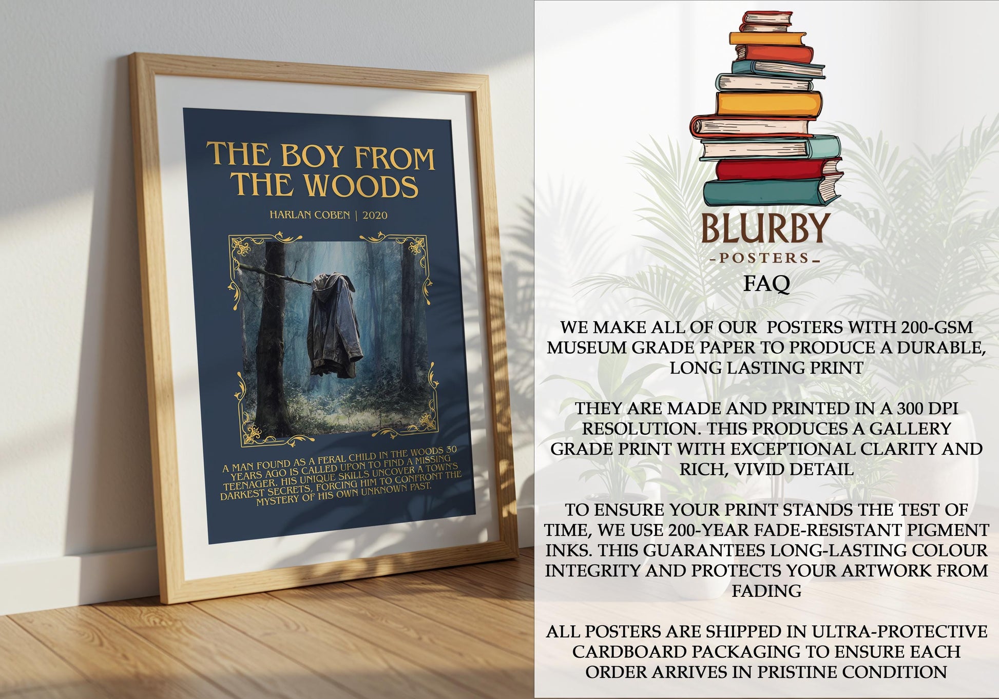 The Boy from the Woods minimalist literary print detail – Harlan Coben book art