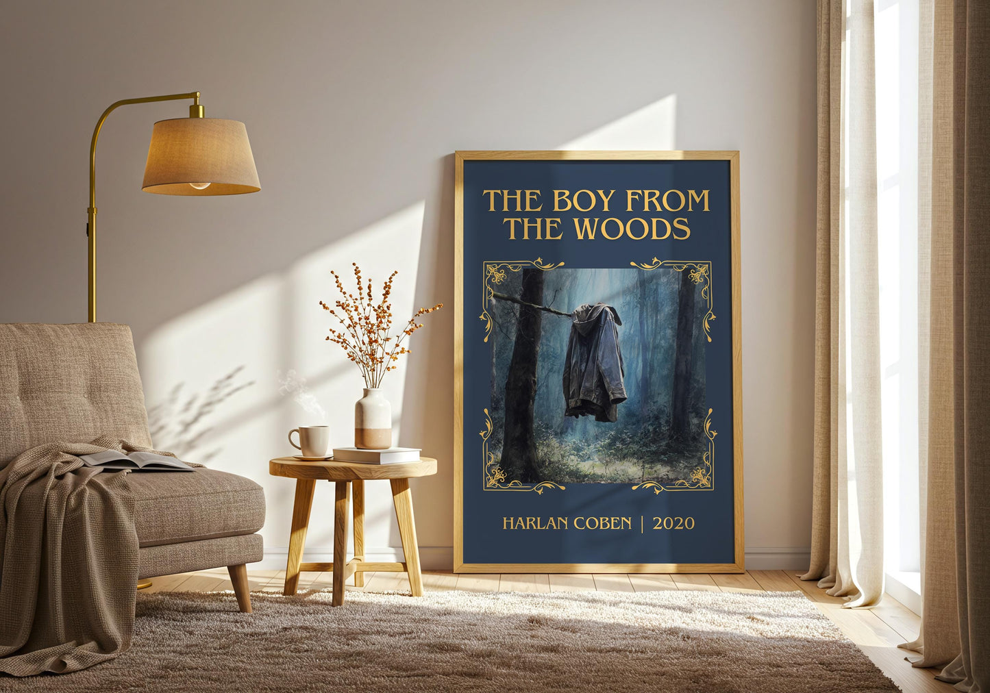 The Boy From The Woods by Harlan Coben Descriptive Poster Print. Free Delivery Wall Art Author & Blurb Book Artwork