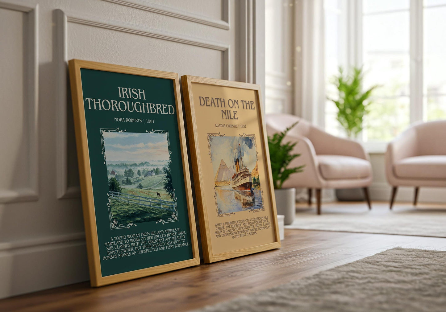 Irish Thoroughbred minimalist book poster framed on wall – romance wall art