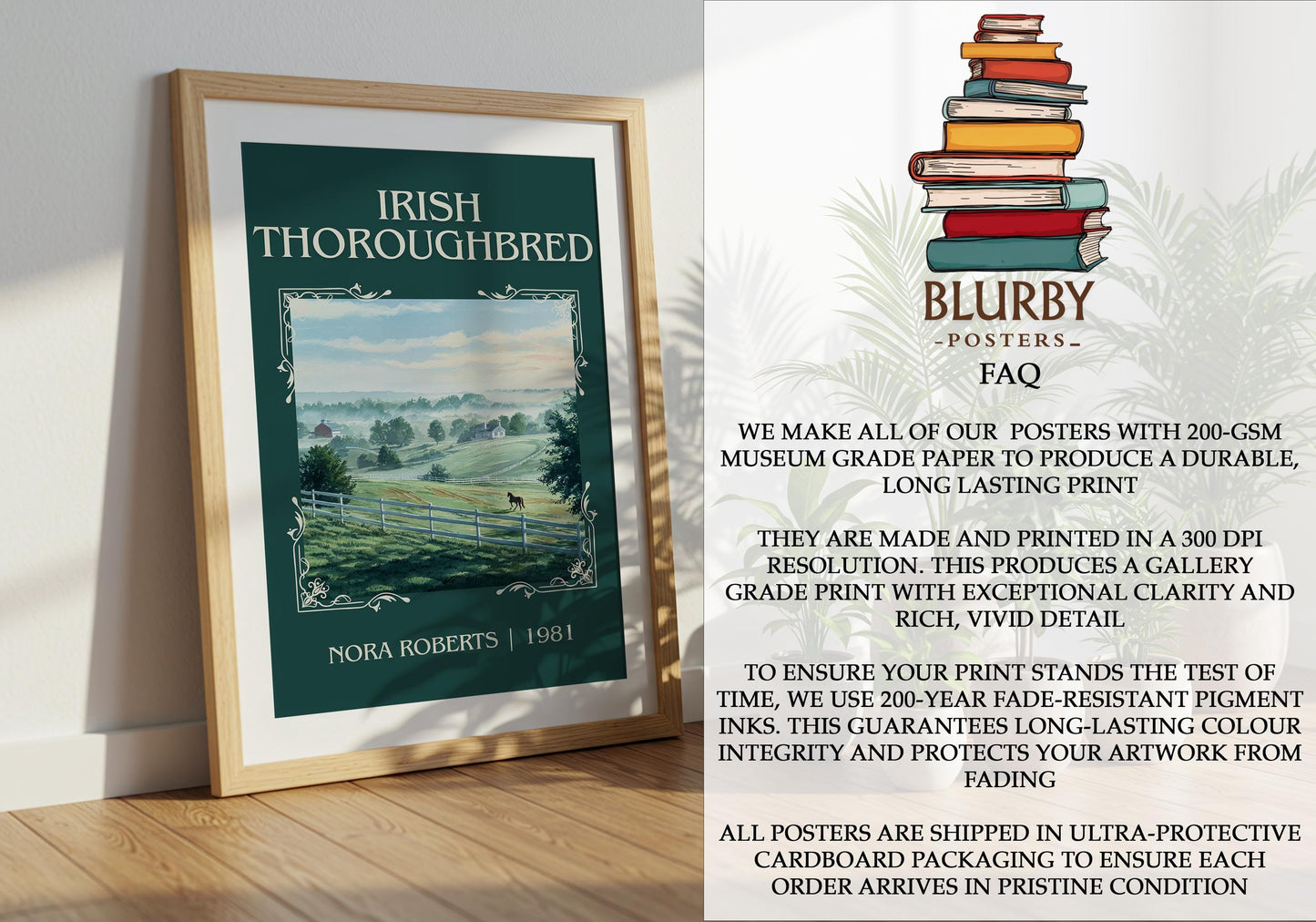 Irish Thoroughbred classic book art literary print detail – Nora Roberts book art