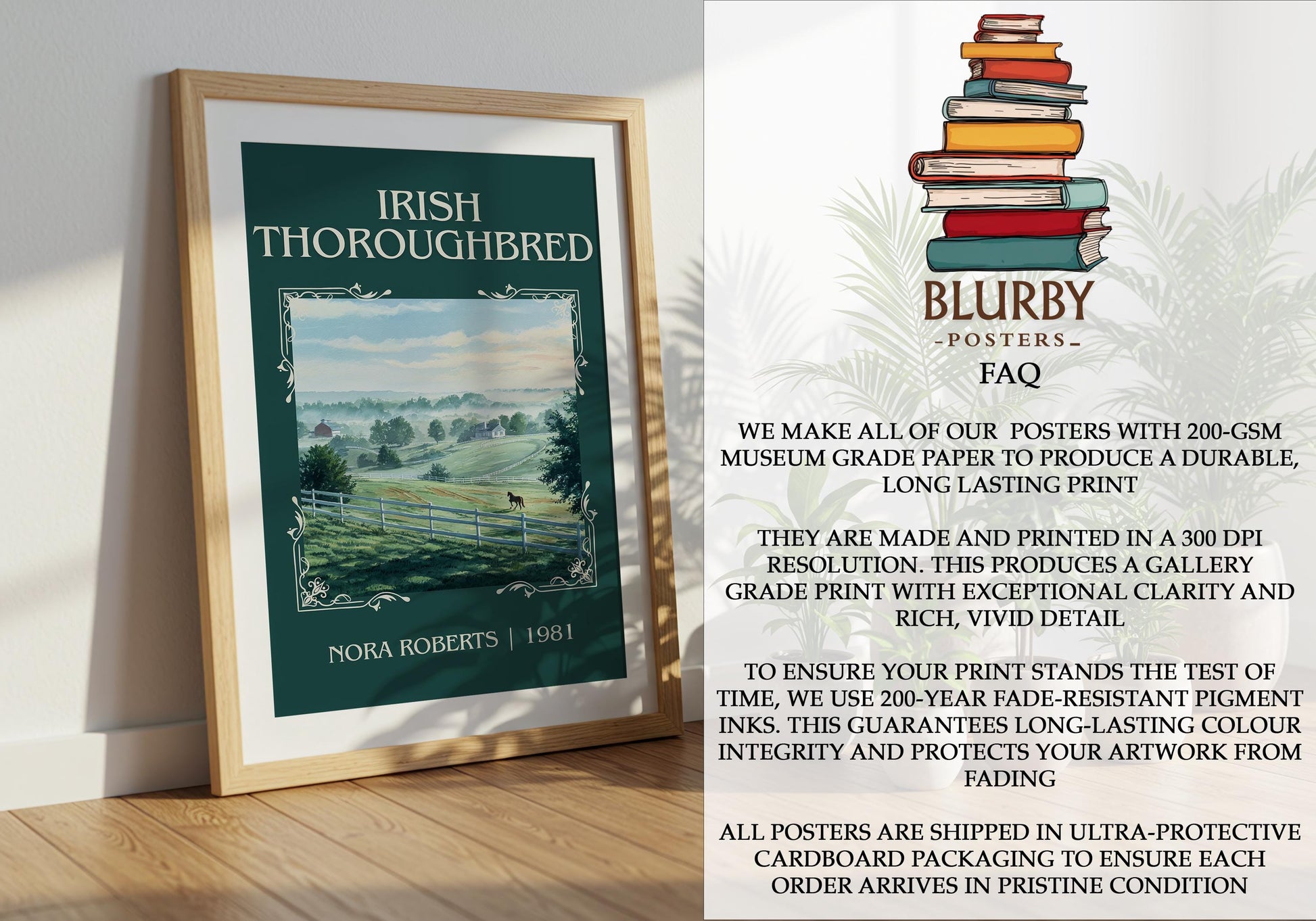 Irish Thoroughbred classic book art literary print detail – Nora Roberts book art