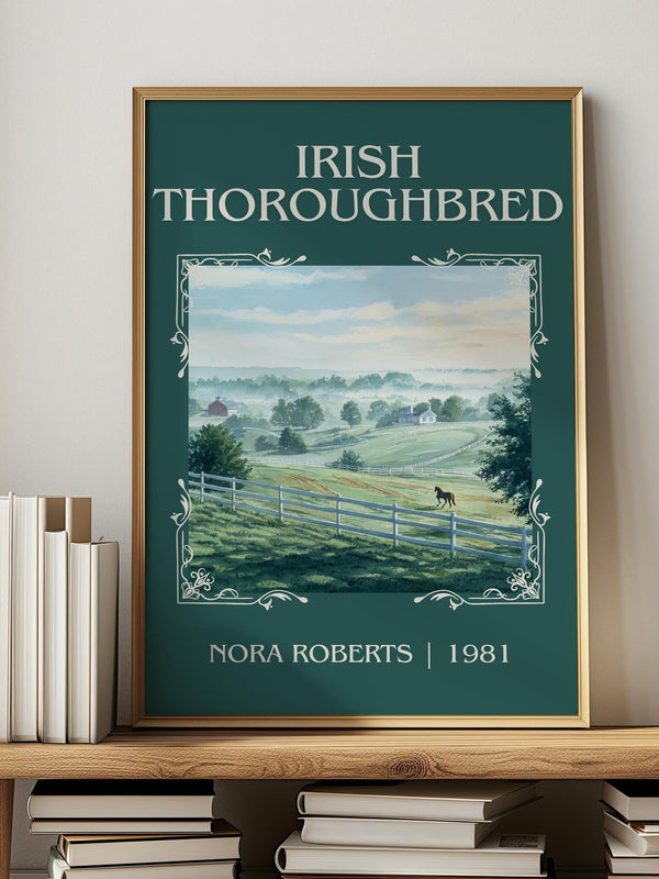 Irish Thoroughbred classic book art print in frame leaning in hallway – romance wall art