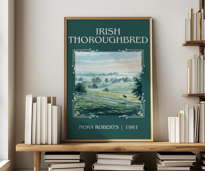 Irish Thoroughbred classic book art print in frame leaning in hallway – romance wall art