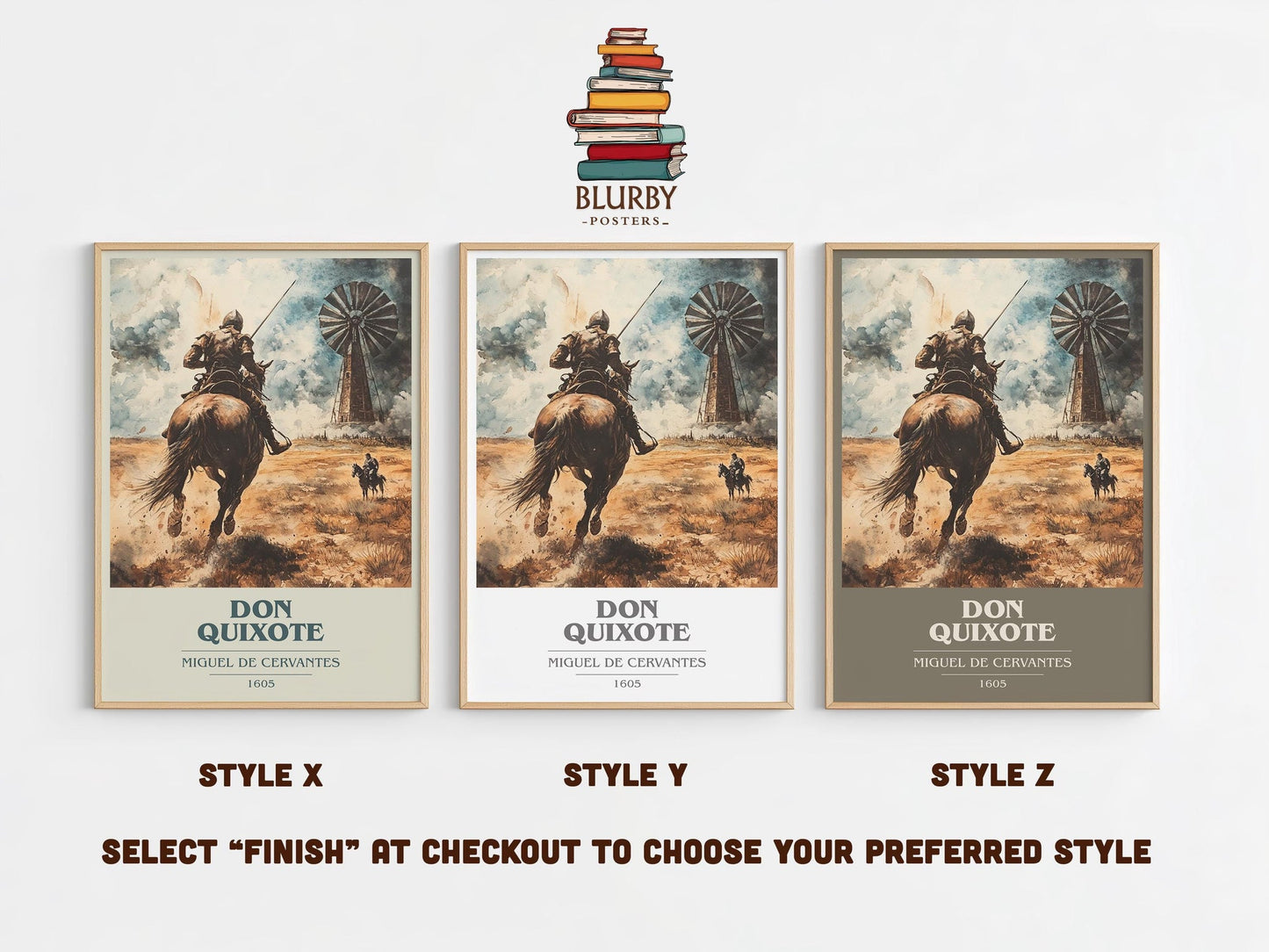 Don Quixote book cover poster colour and style options – Miguel De Cervantes book art