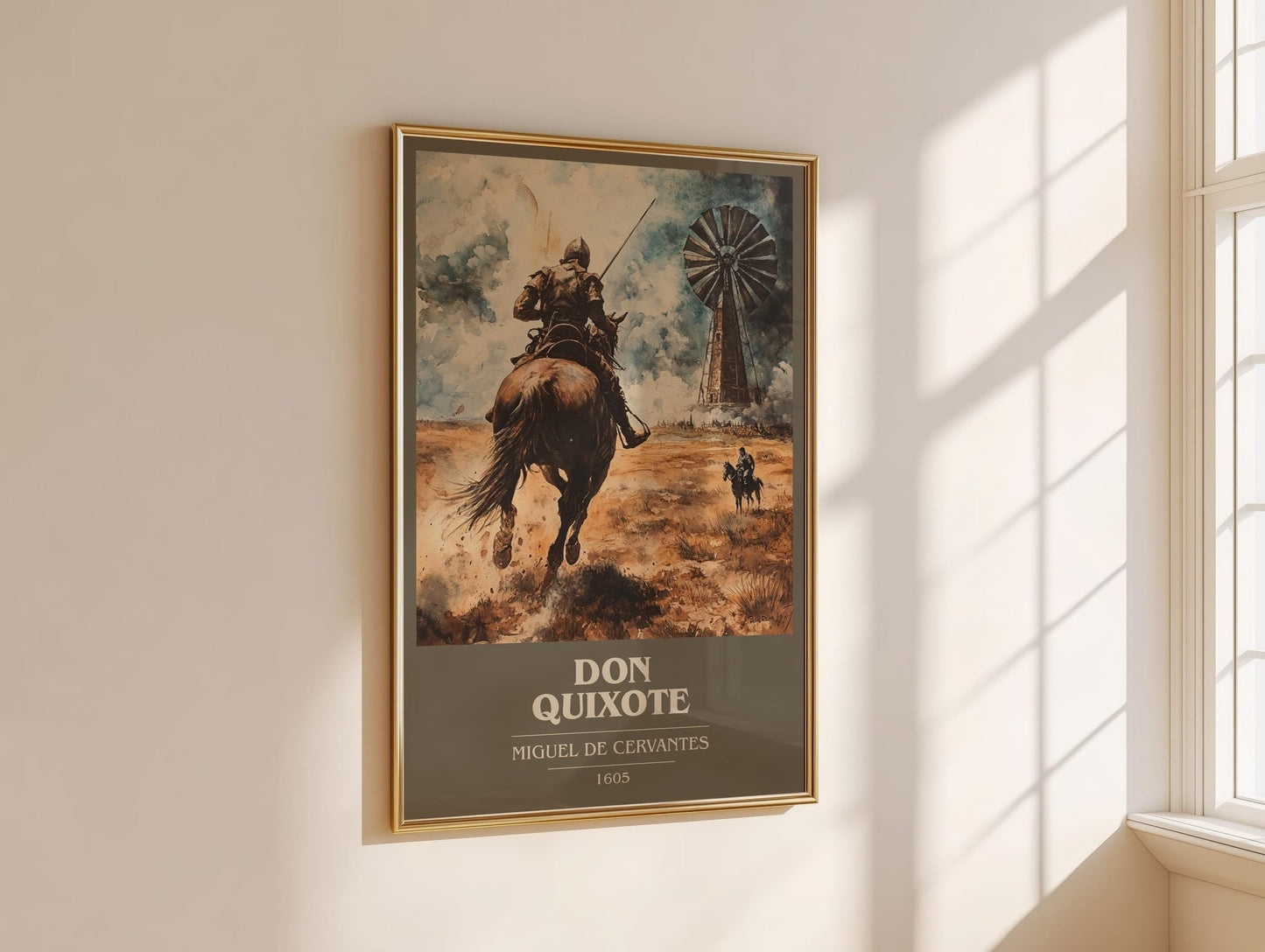 Don Quixote book cover book poster framed on wall – classic literature wall art