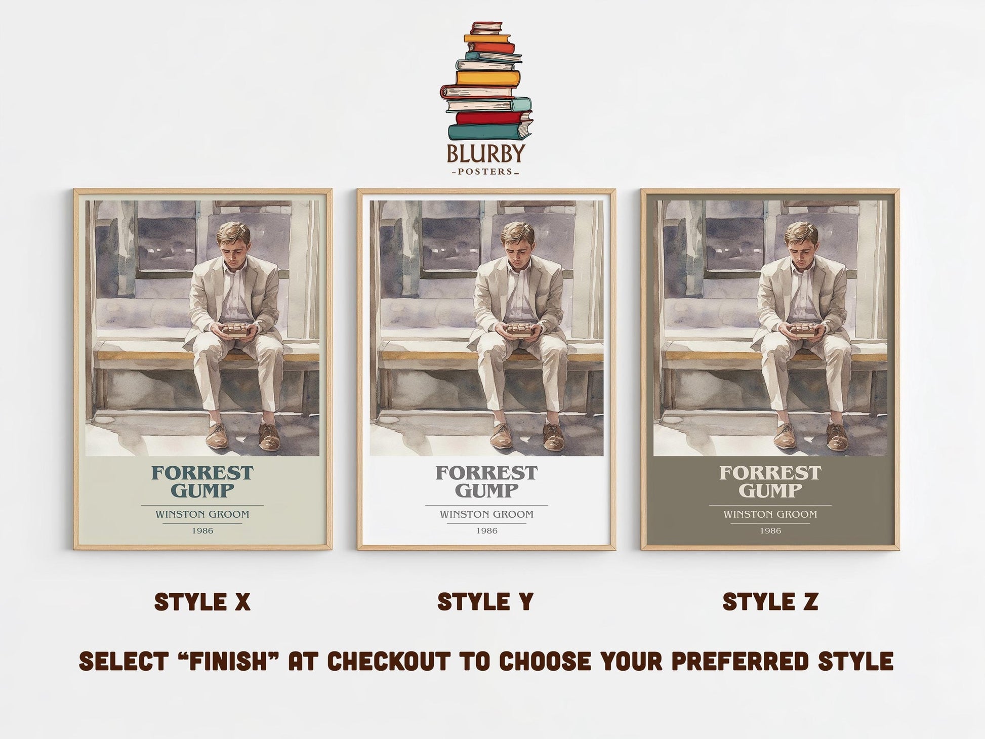 Forrest Gump book cover poster colour and style options – Winston Groom book art