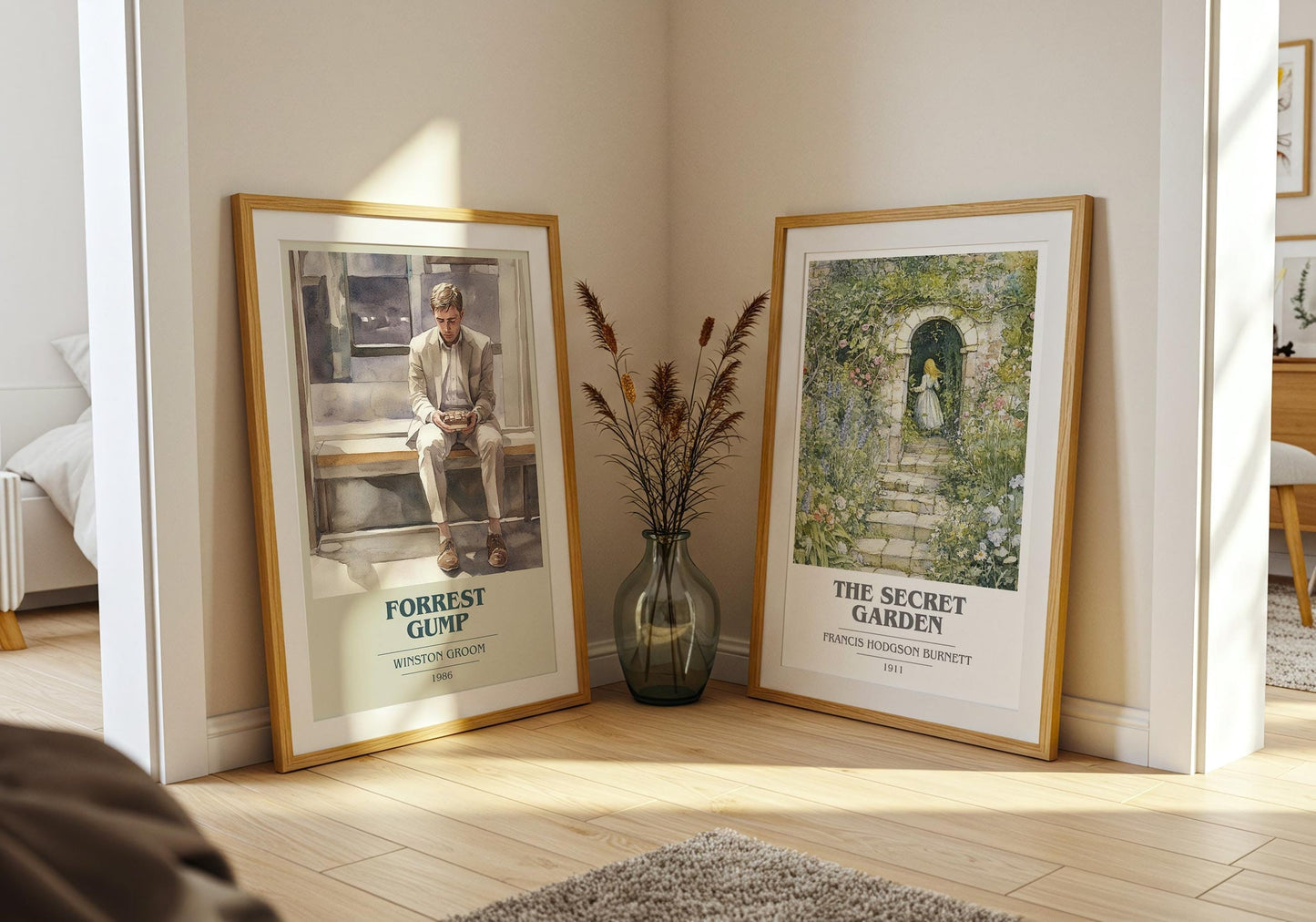 Forrest Gump book cover poster paired in gallery wall – literary art prints