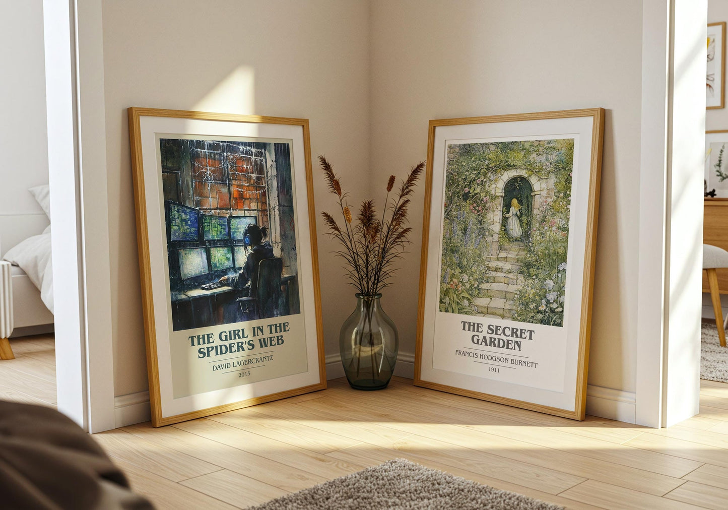 The Girl In The Spider's Web book cover print on bookshelf – David Lagercrantz fan gift
