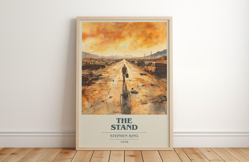 The Stand book cover print in frame leaning in hallway – horror wall art