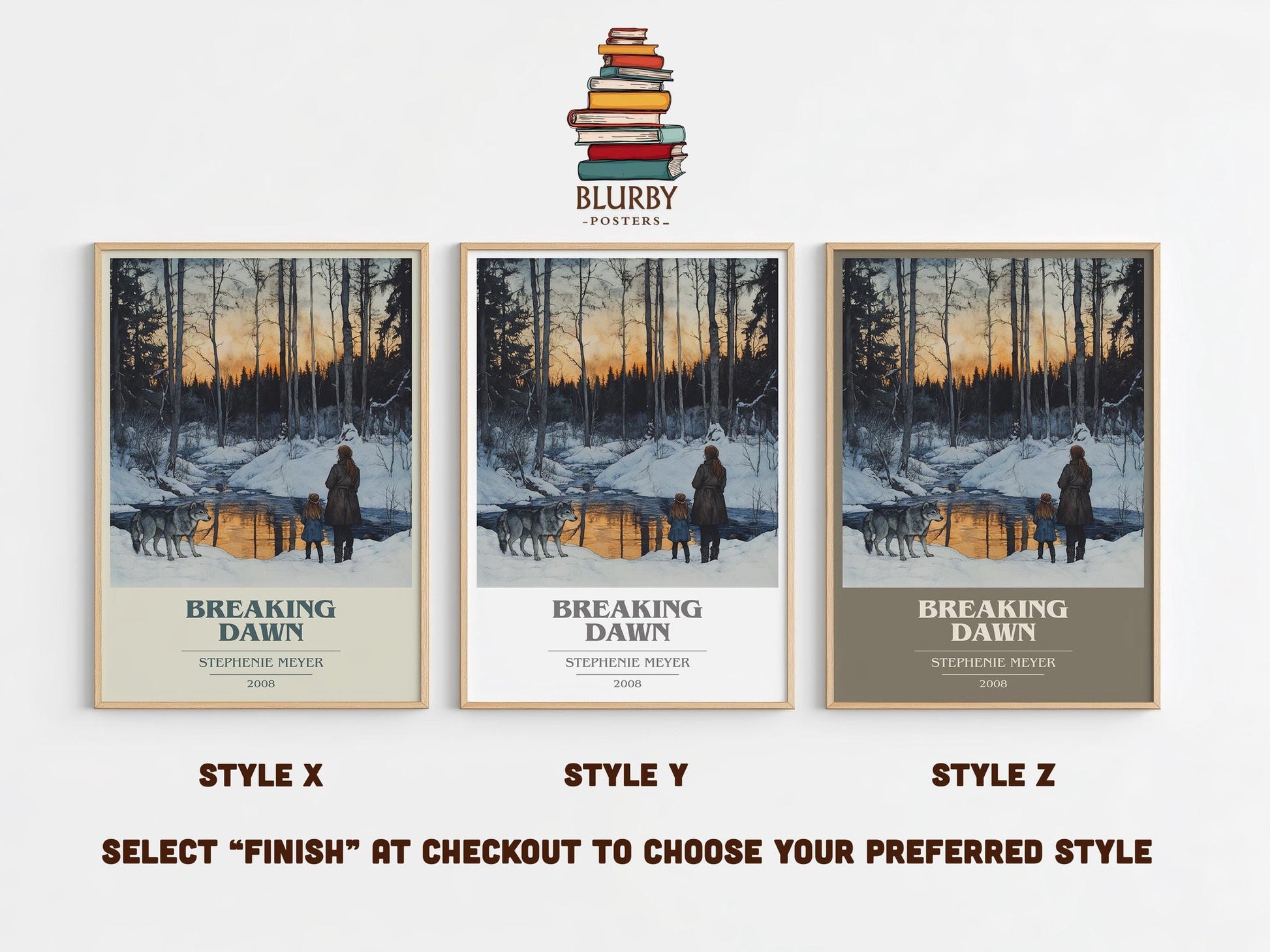 Breaking Dawn book cover poster colour and style options – Stephenie Meyer book art