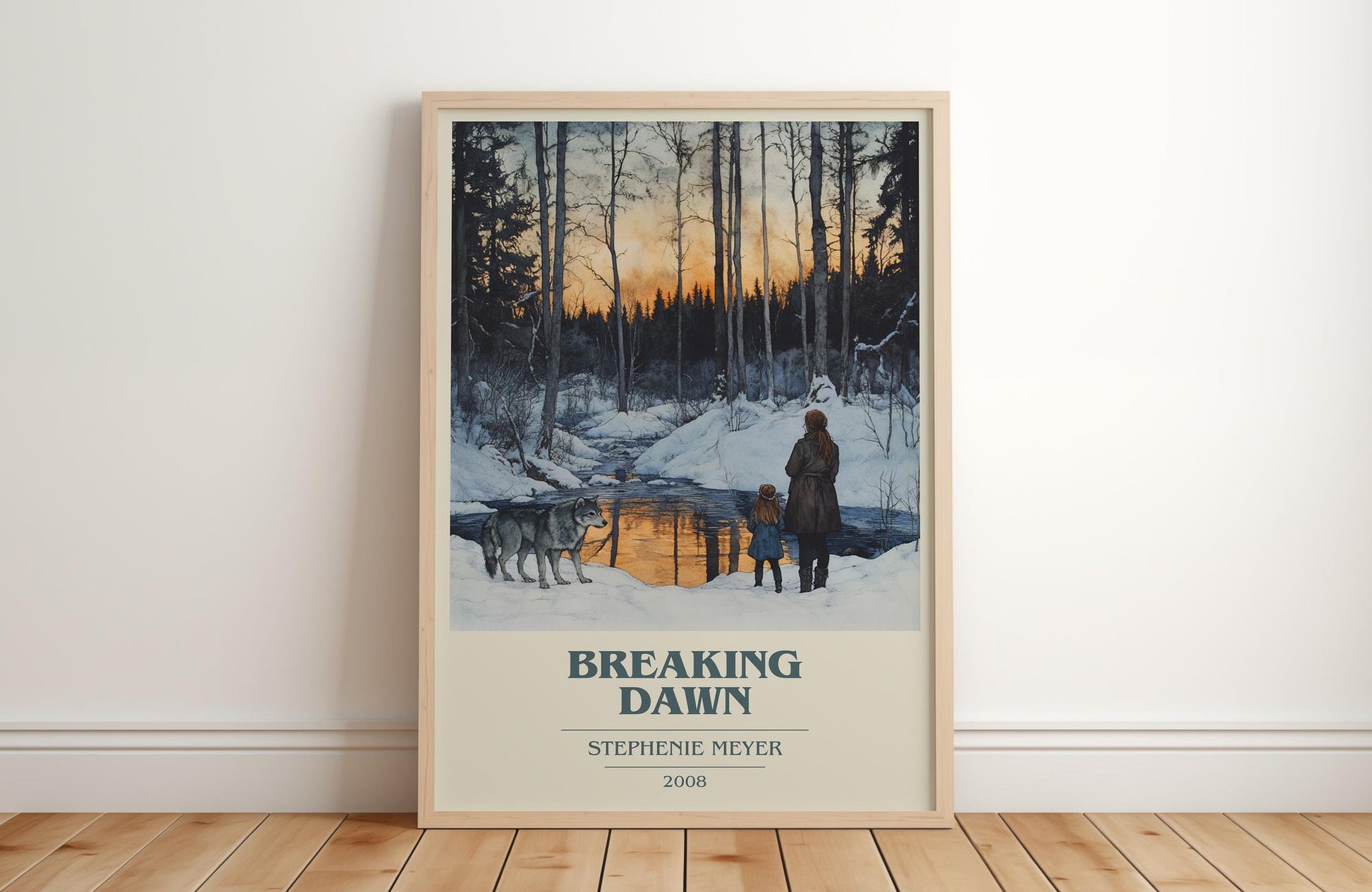 Breaking Dawn book cover print in frame leaning in hallway – romance wall art