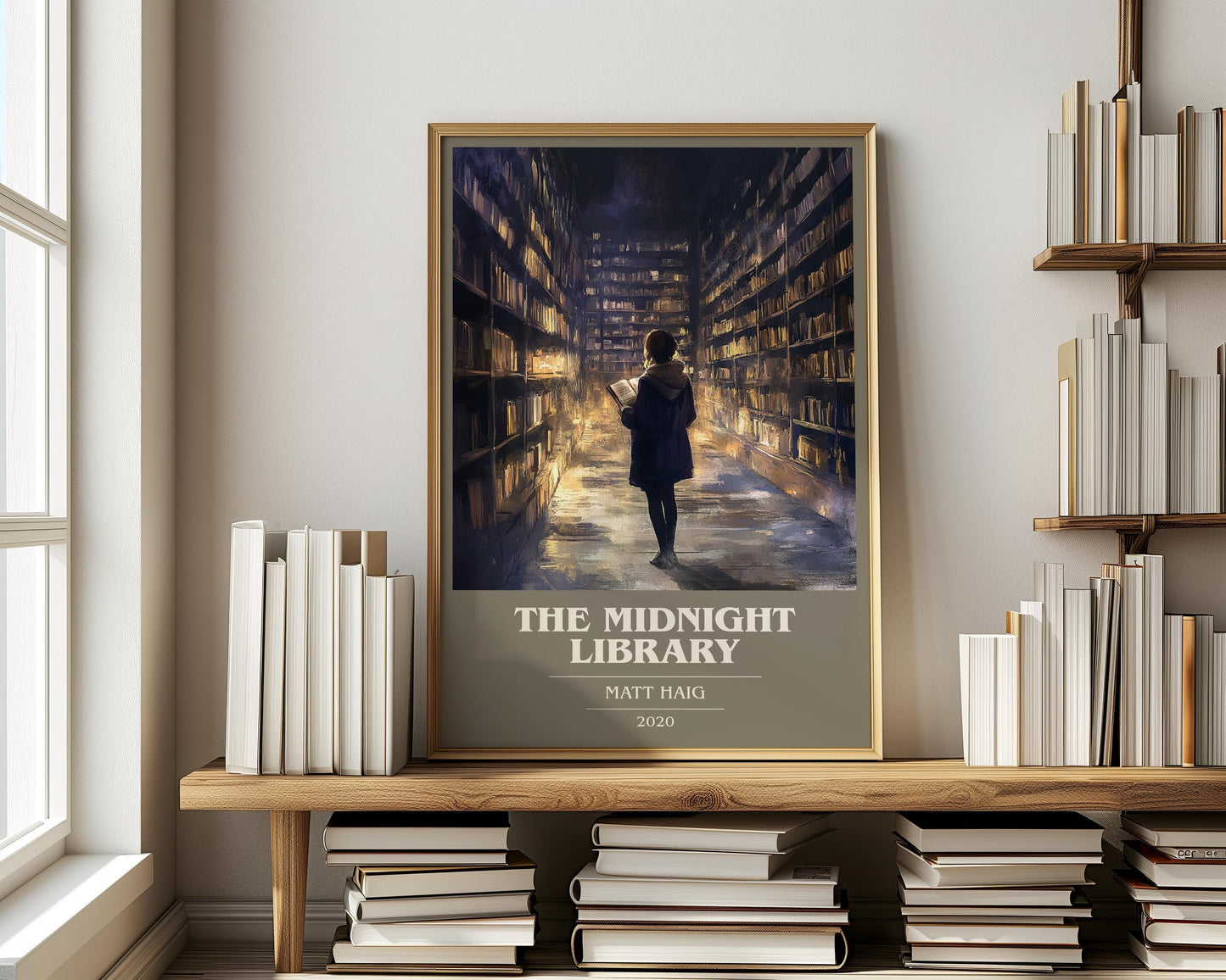 The Midnight Library book cover poster paired in gallery wall – literary art prints