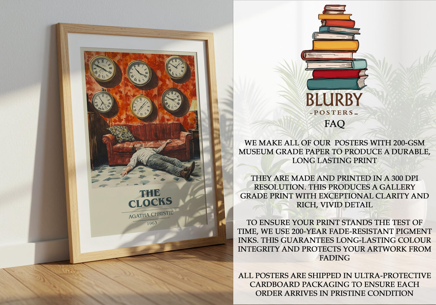 The Clocks by Agatha Christie | Book Poster | Literary Art Gift For Book Lover | Novel Inspired Wall Art | Free Delivery