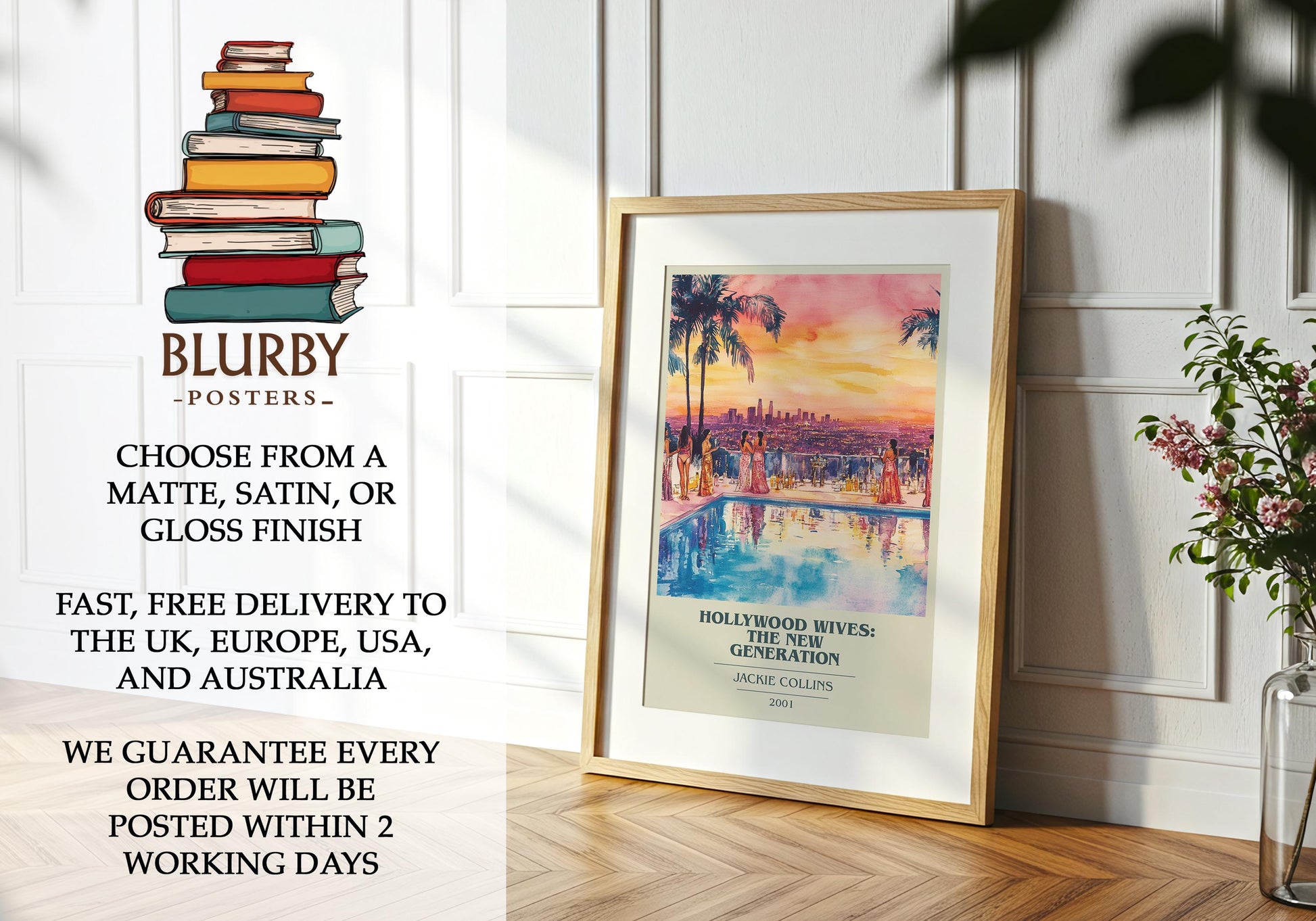 Hollywood Wives: The New Generation by Jackie Collins | Book Poster | Literary Art Gift For Book Lover | Novel Inspired Wall Art