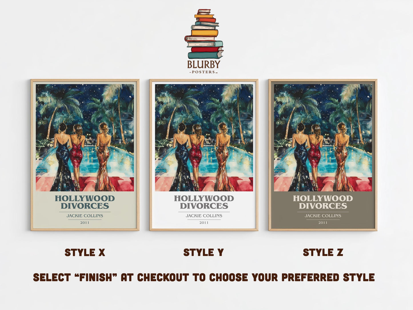 Hollywood Divorces by Jackie Collins | Book Poster | Literary Art Gift For Book Lover | Novel Inspired Wall Art | Free Delivery