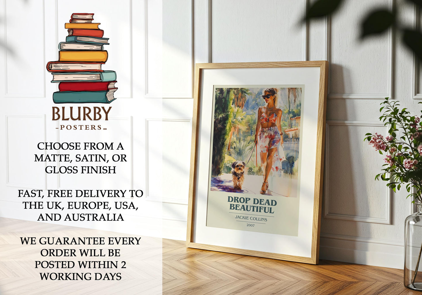 Drop Dead Beautiful by Jackie Collins | Book Poster | Literary Art Gift For Book Lover | Novel Inspired Wall Art | Free Delivery