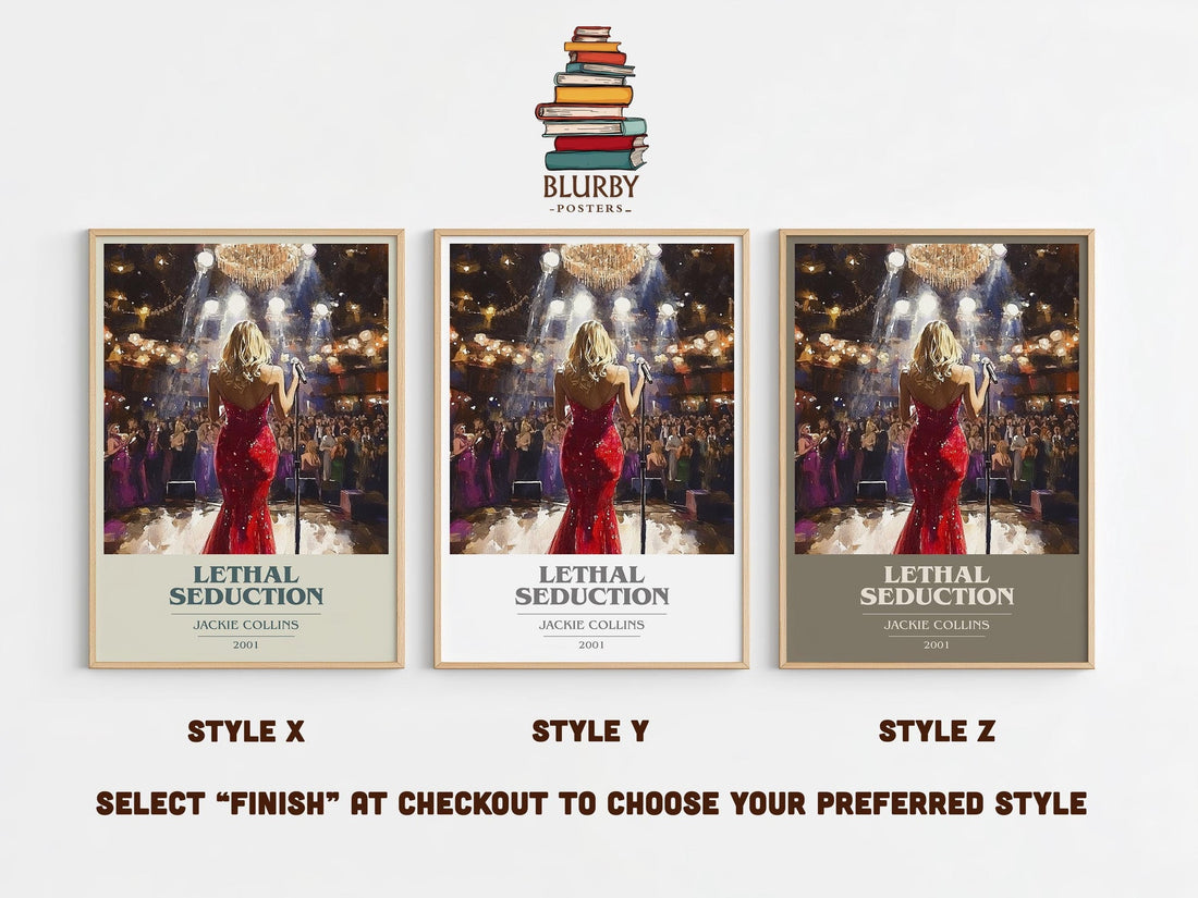 Lethal Seduction book cover print in frame leaning in hallway – romance wall art (mockup)