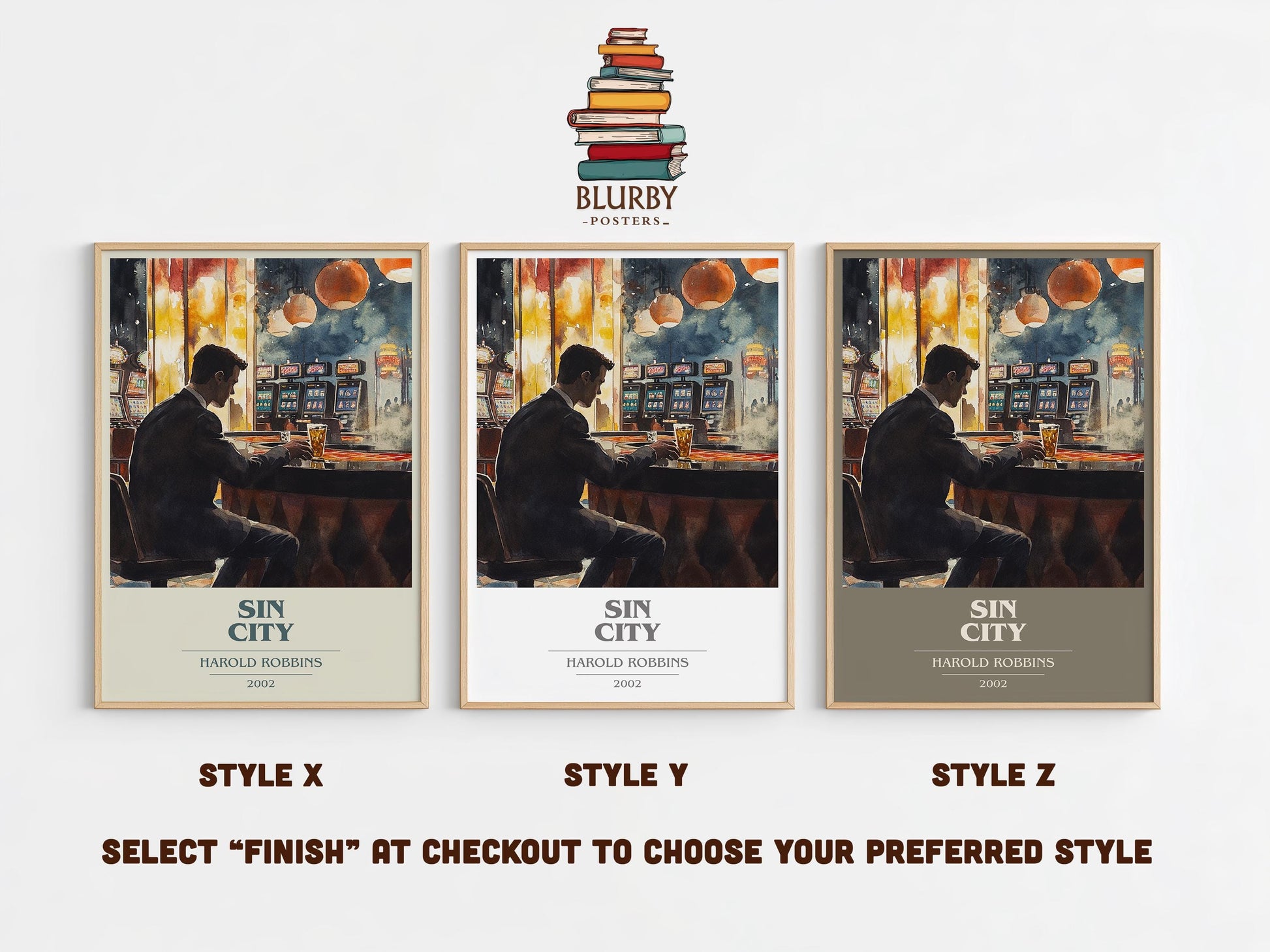 Sin City by Harold Robbins | Book Poster | Literary Art Gift For Book Lover | Novel Inspired Wall Art | Free Delivery