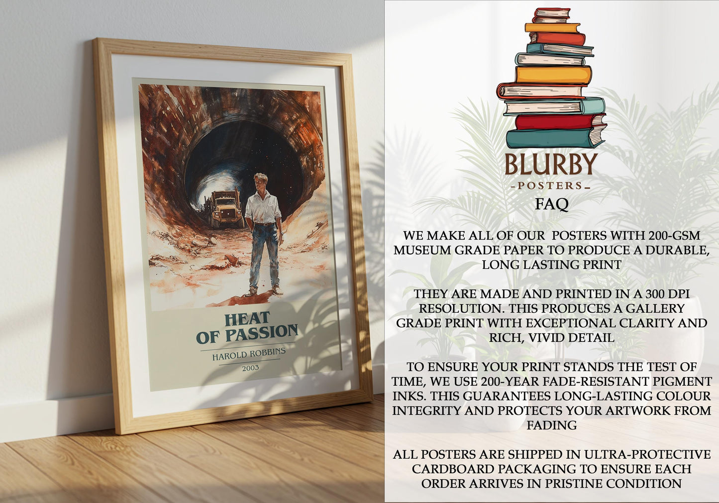 Heat Of Passion by Harold Robbins | Book Poster | Literary Art Gift For Book Lover | Novel Inspired Wall Art | Free Delivery